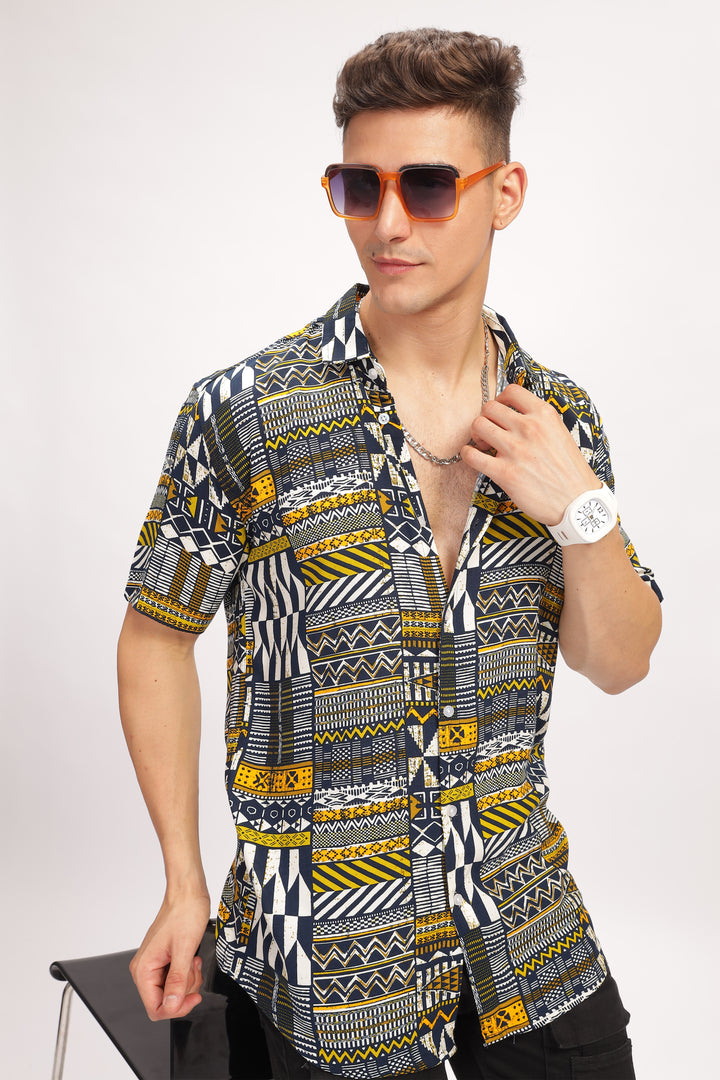 Grey Abstract Oversized Printed Shirt