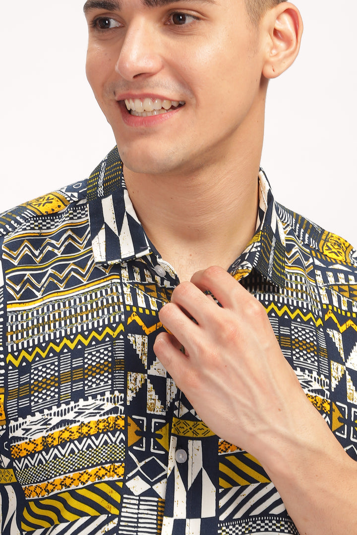 Grey Abstract Oversized Printed Shirt