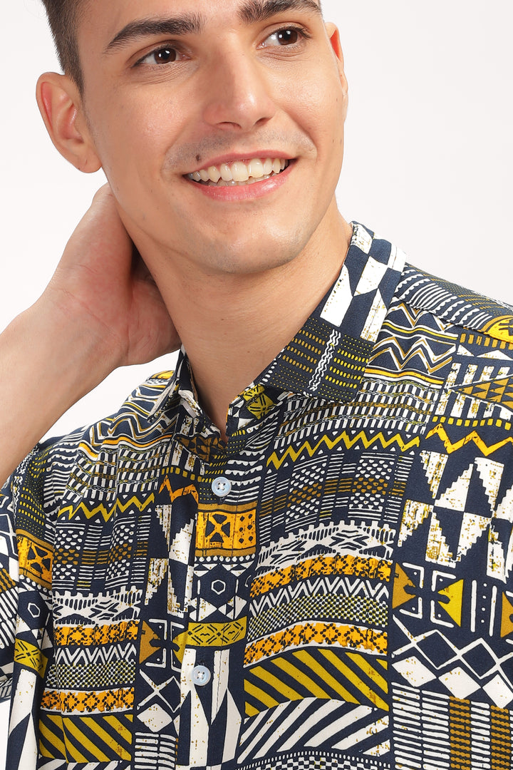 Grey Abstract Oversized Printed Shirt