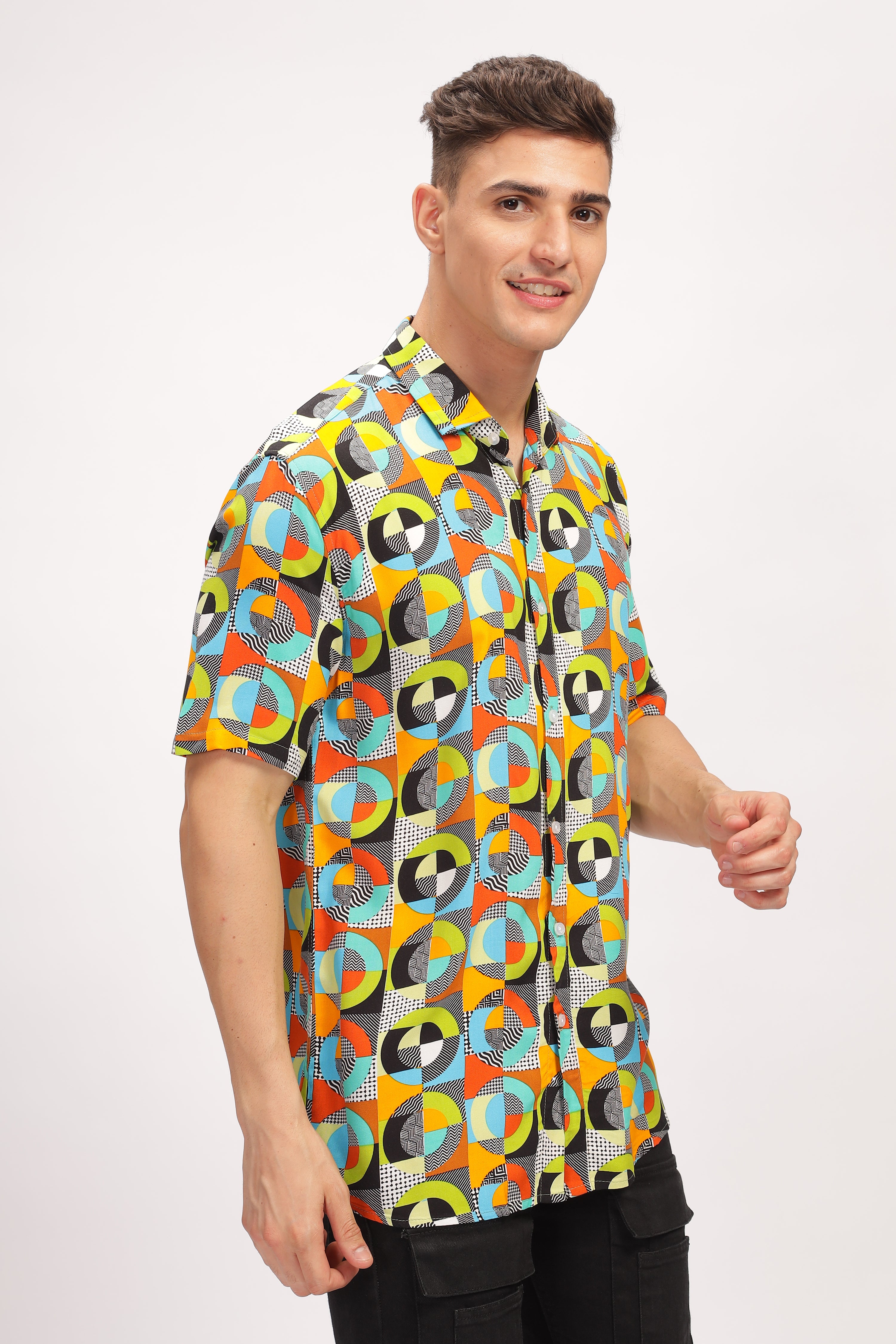 Vivid Rayon Oversized Printed Shirt