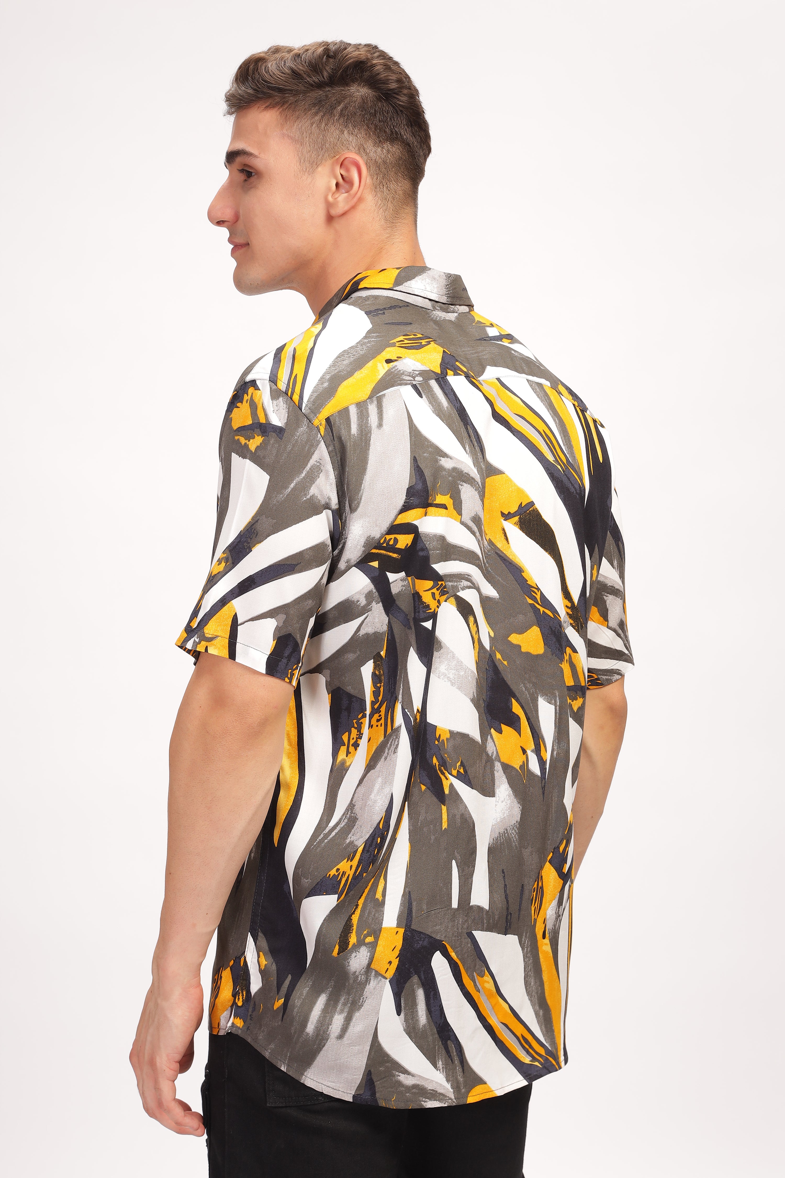 Eclipse Black Dyed Rayon Printed Shirt