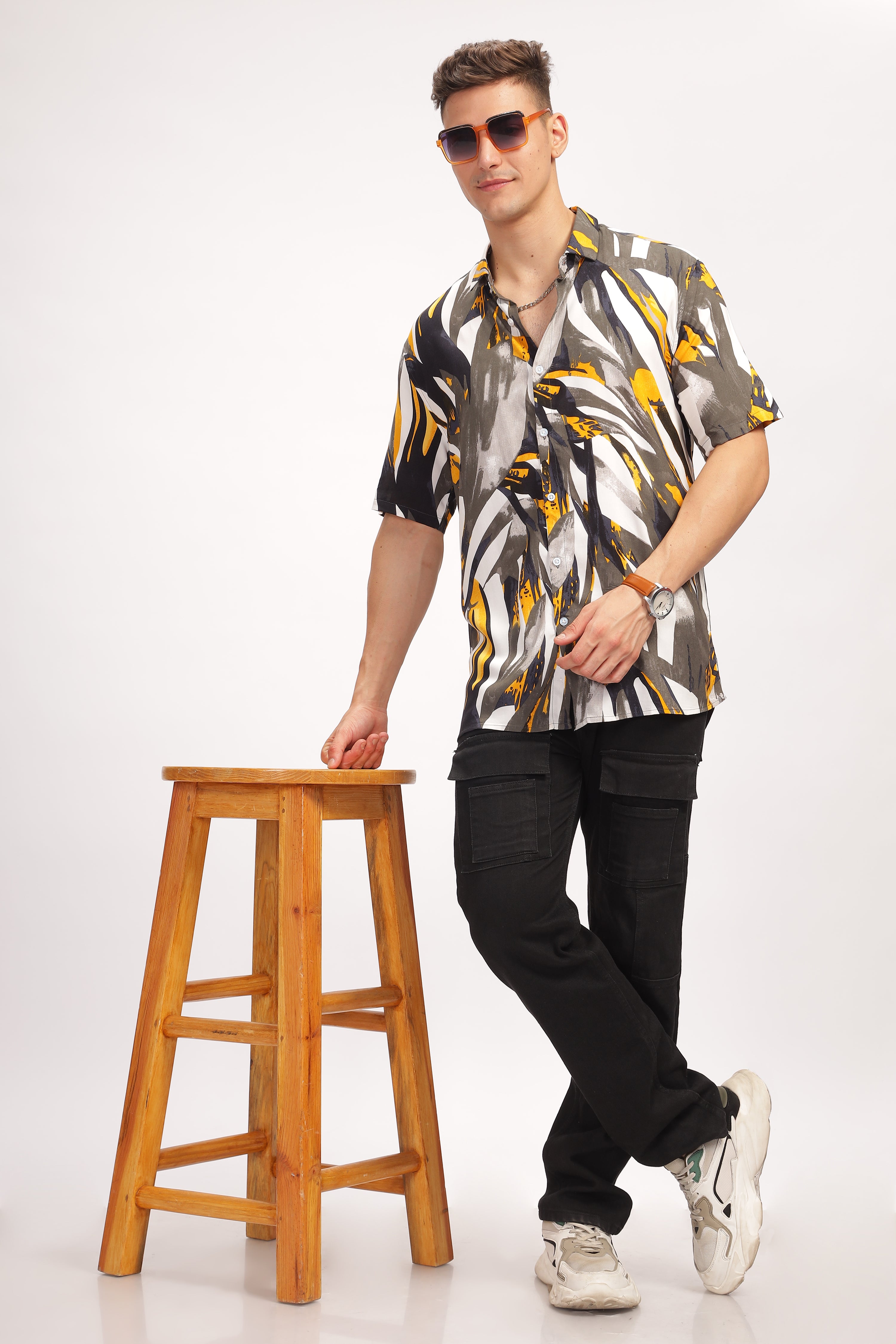 Eclipse Black Dyed Rayon Printed Shirt