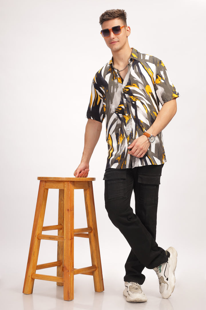 Eclipse Black Dyed Rayon Printed Shirt