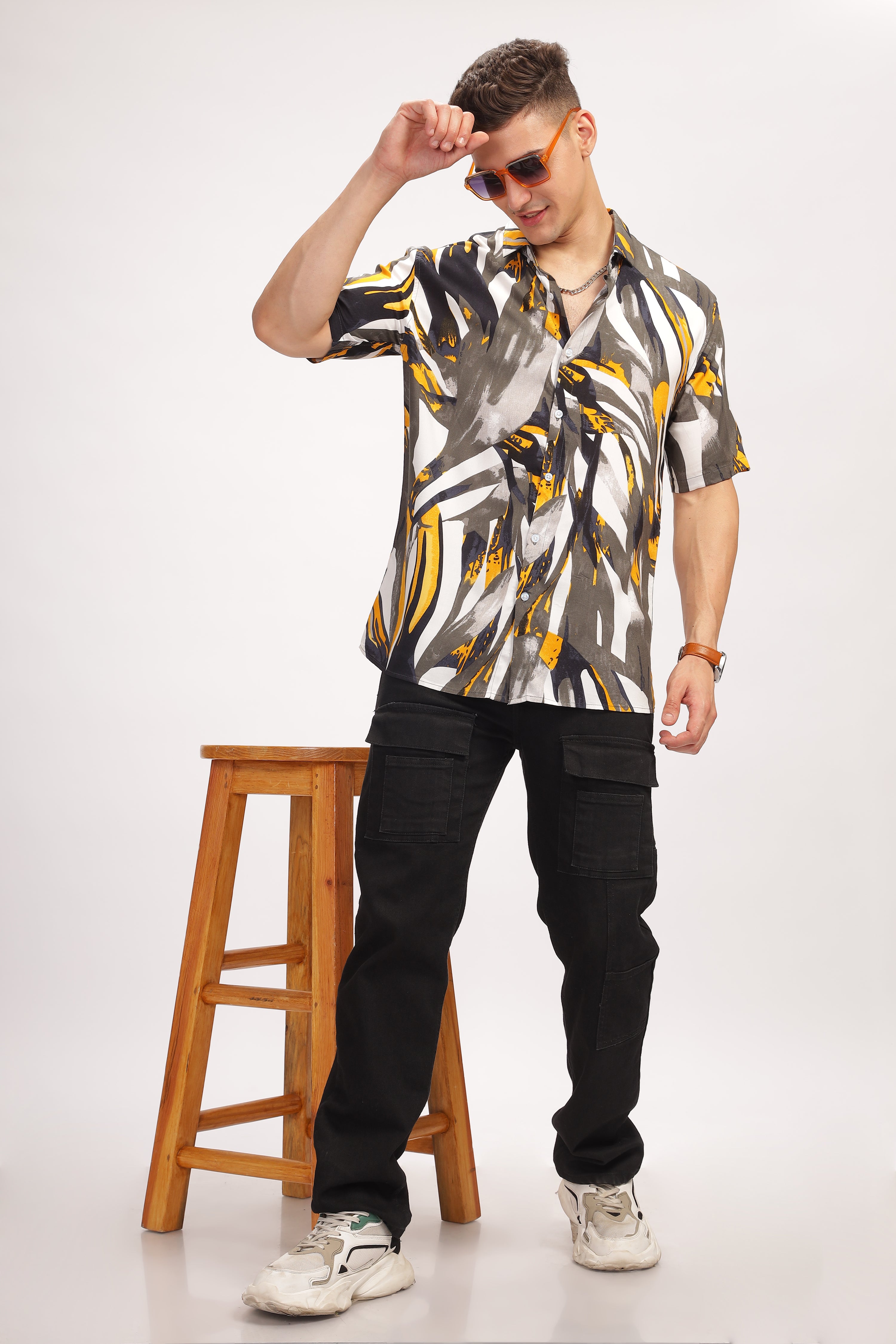 Eclipse Black Dyed Rayon Printed Shirt