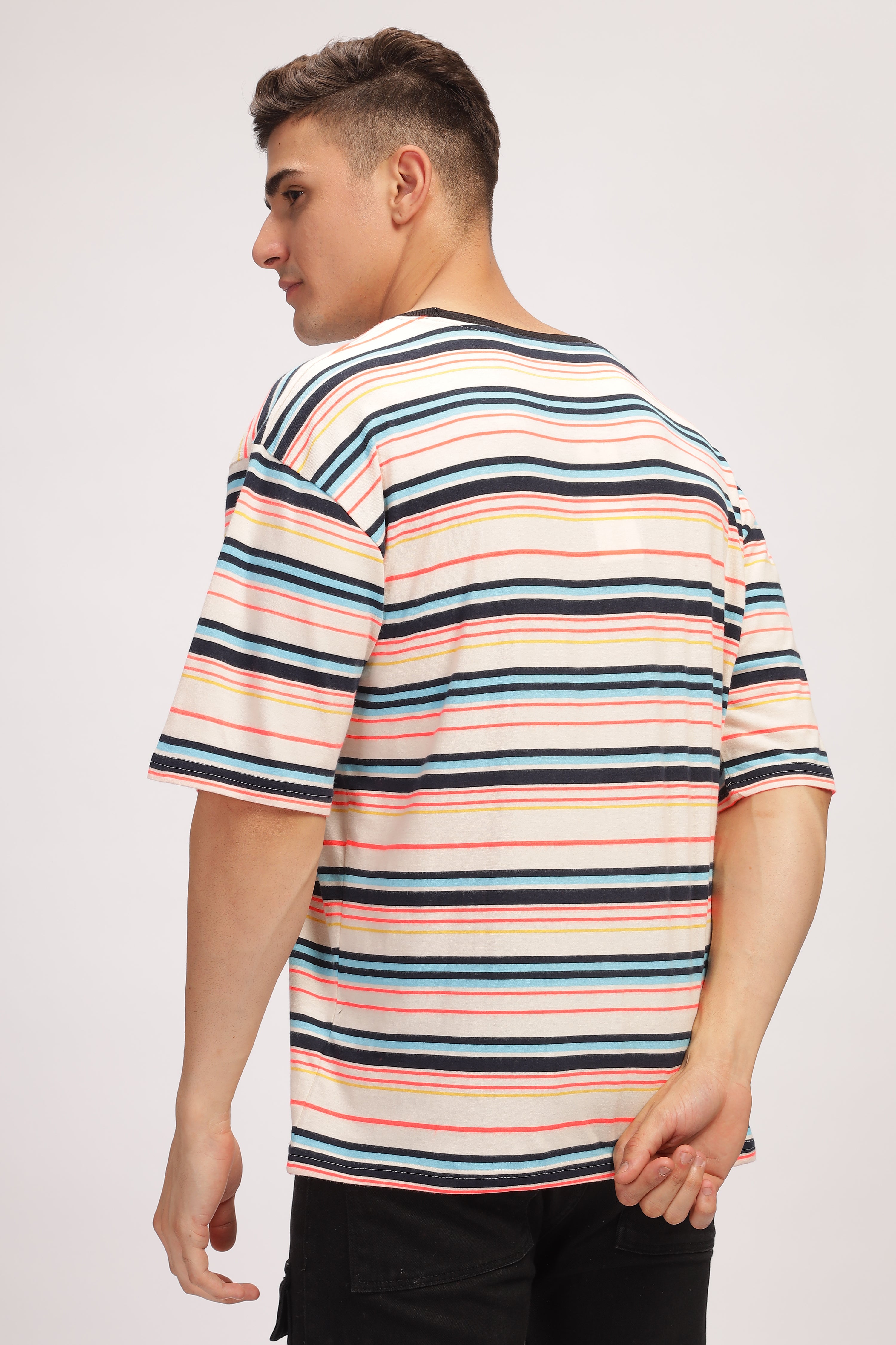 Pink Striped Oversized T-Shirt