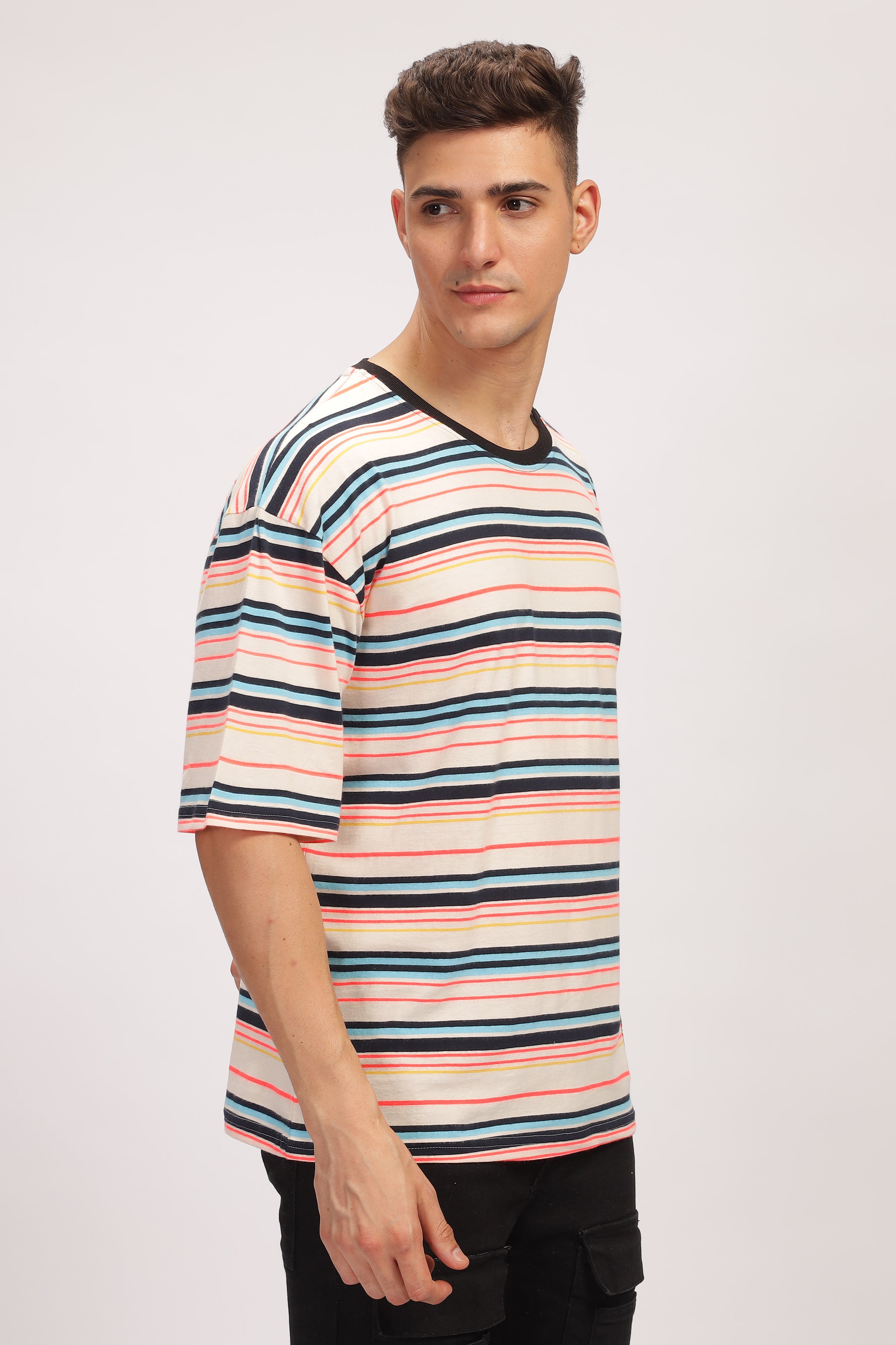 Pink Striped Oversized T-Shirt