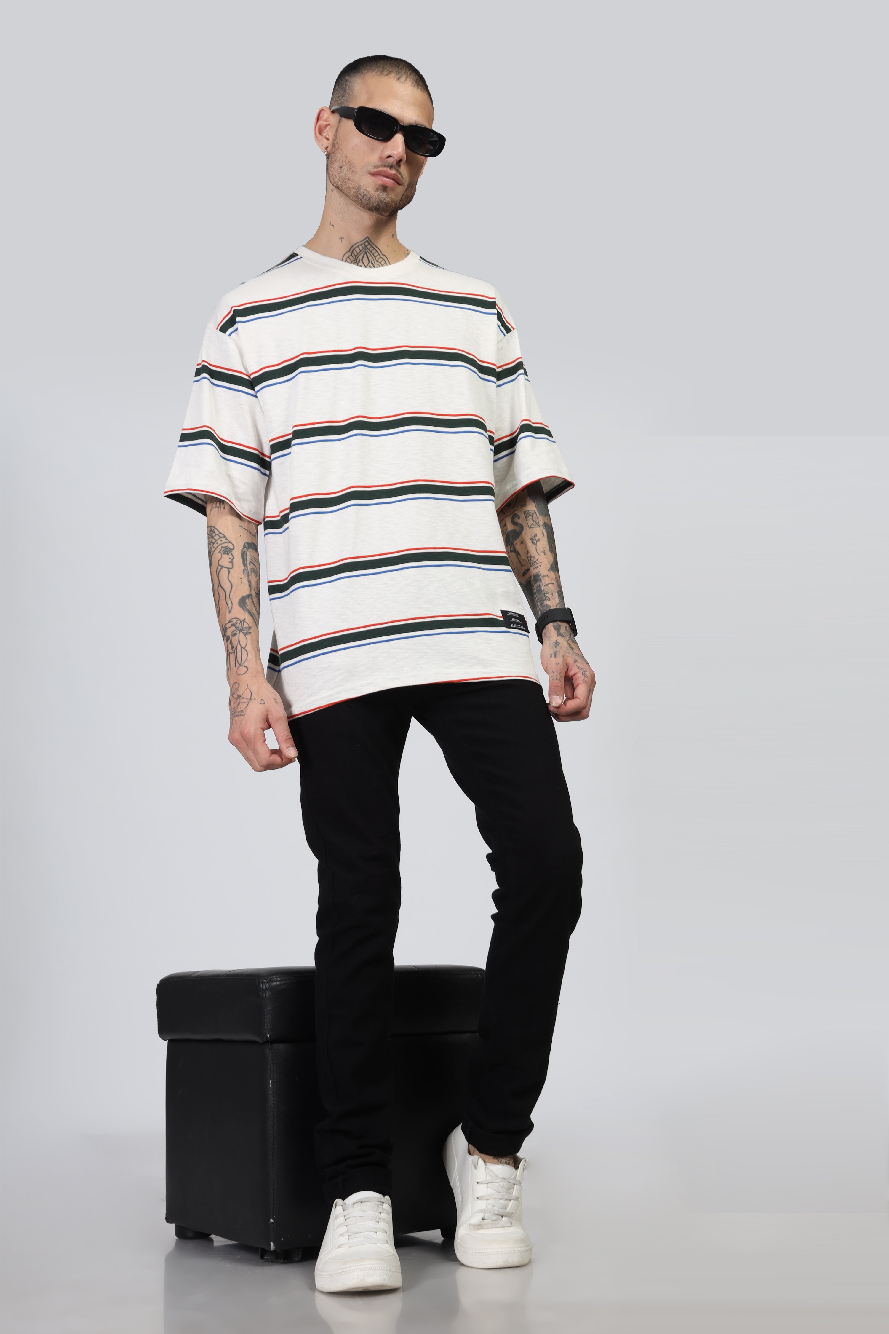 White Striper Oversized T-Shirt