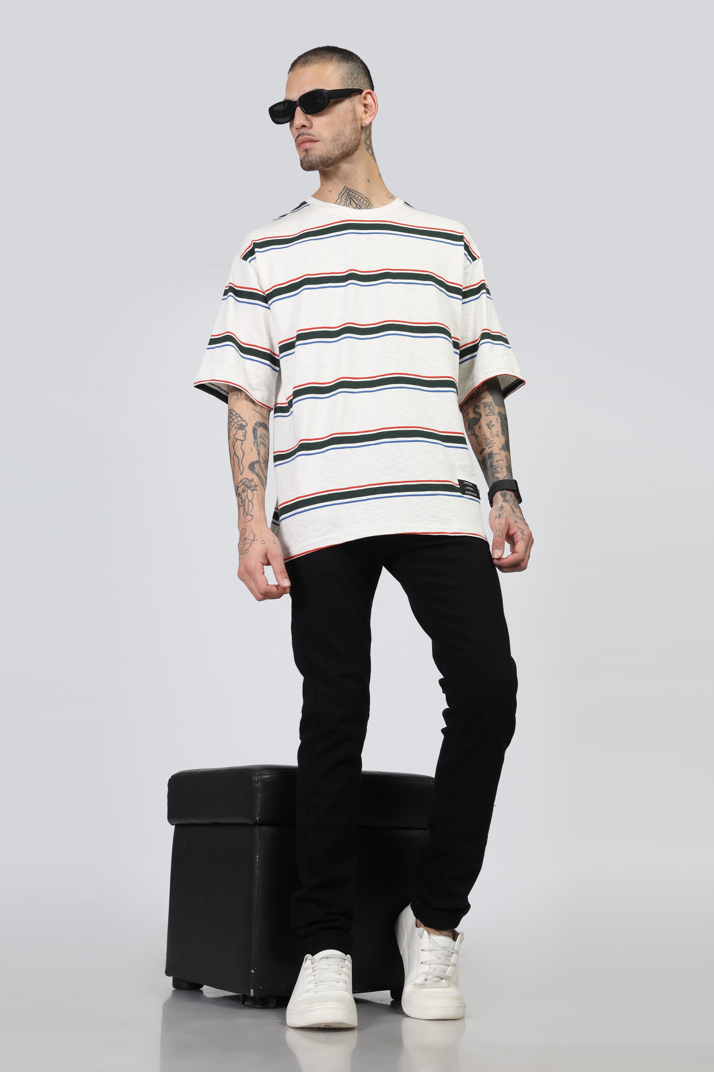 White Striper Oversized T-Shirt