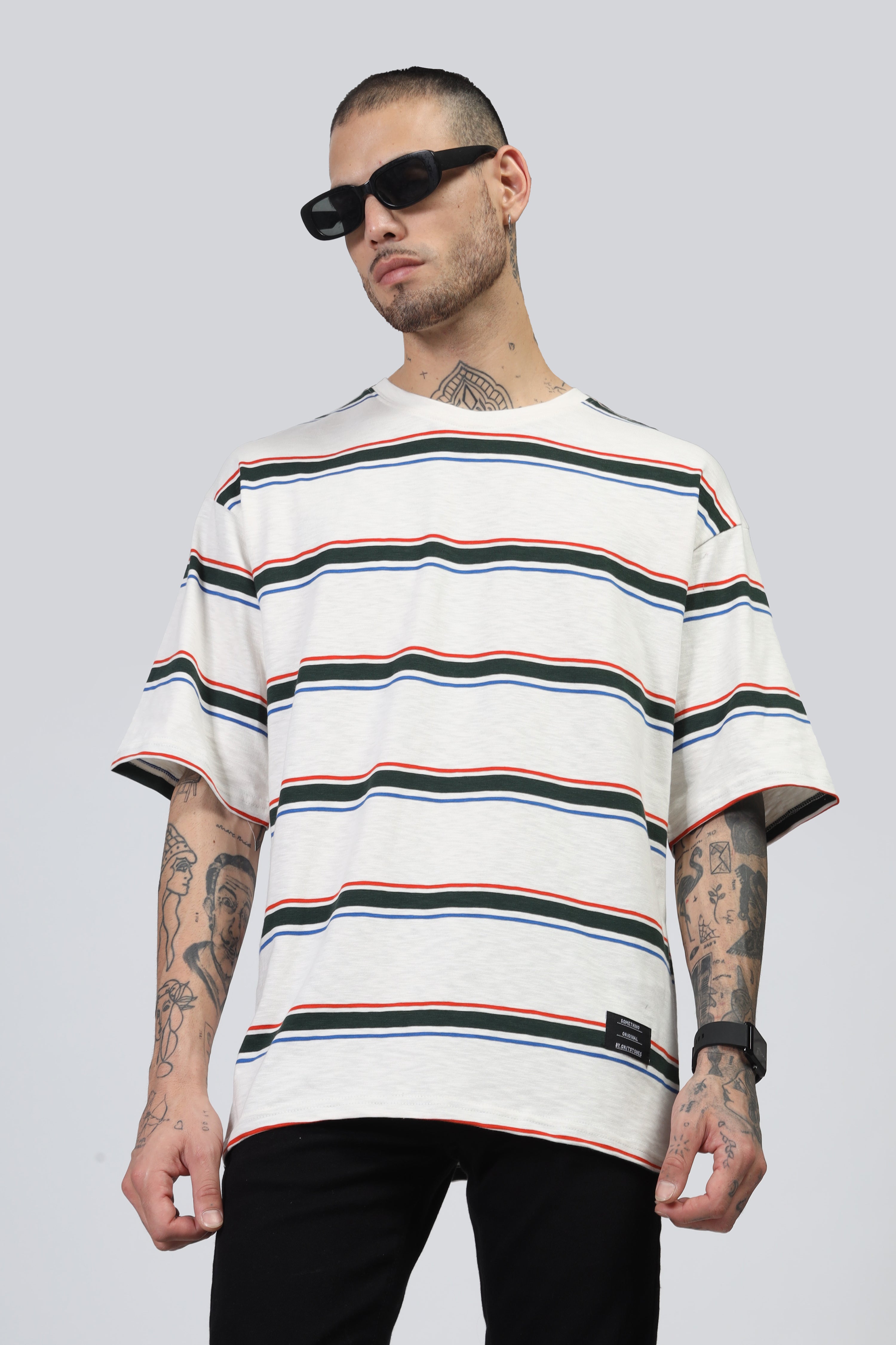 White Striper Oversized T-Shirt