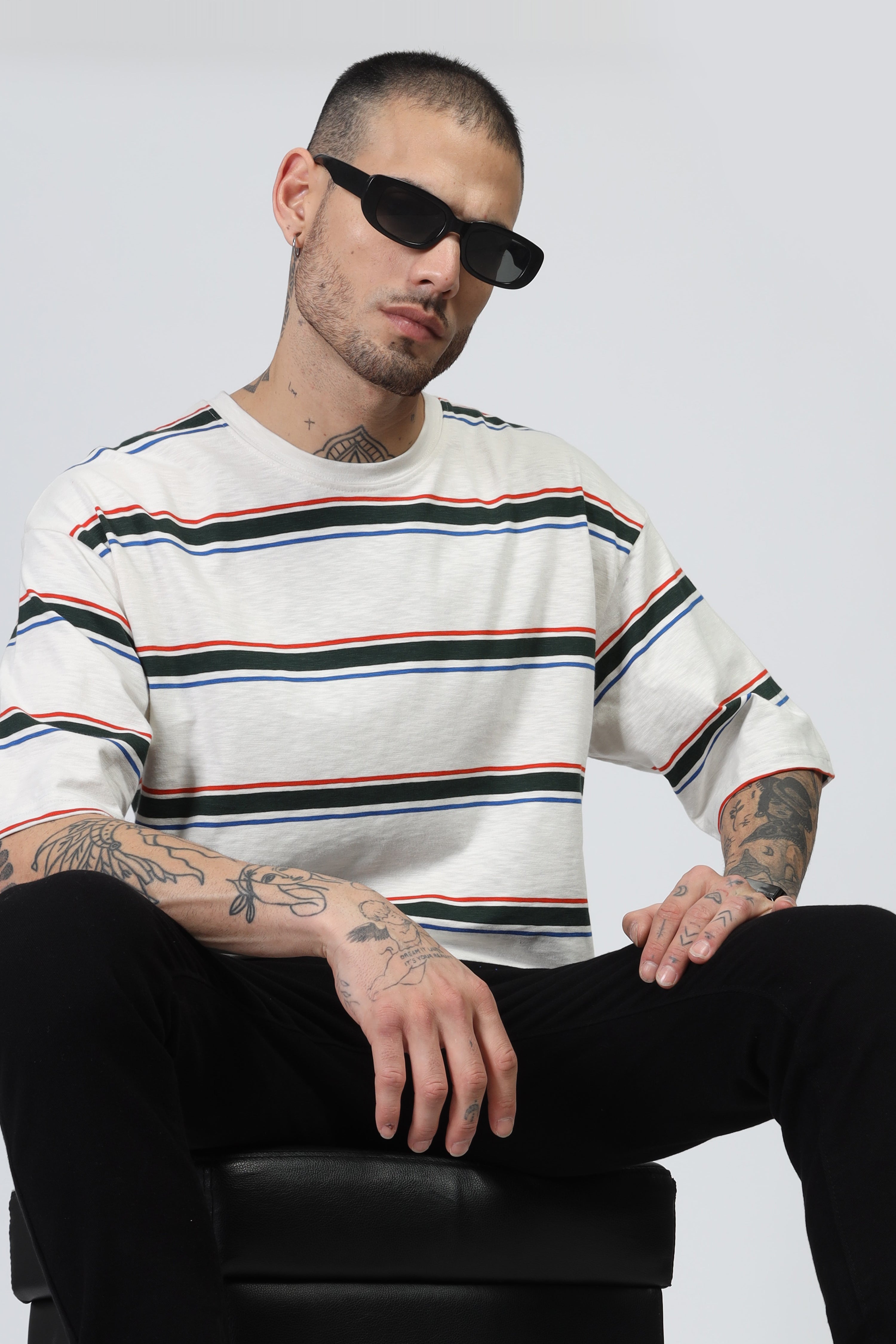 White Striper Oversized T-Shirt