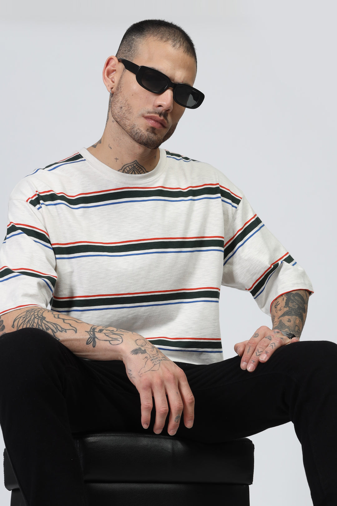 White Striper Oversized T-Shirt
