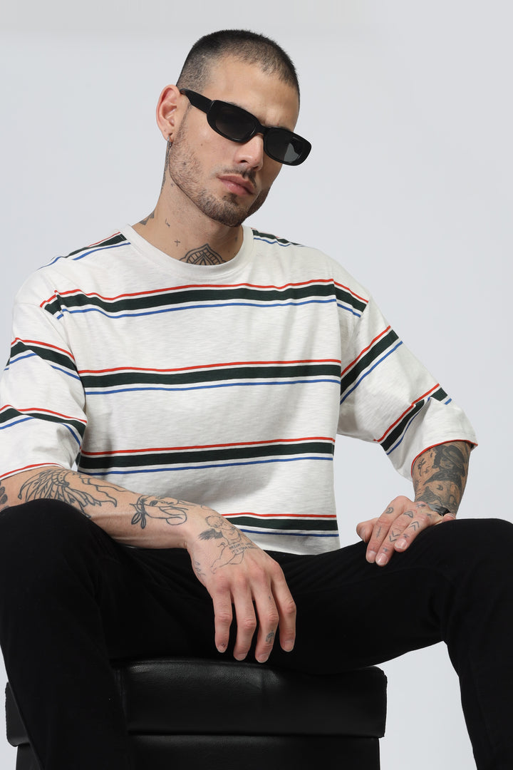 White Striper Oversized T-Shirt