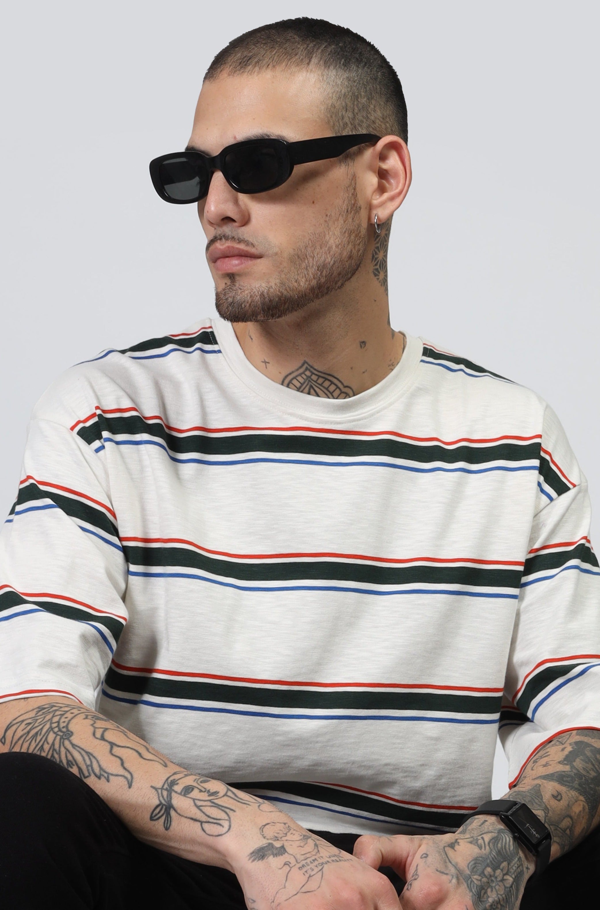 White Striper Oversized T-Shirt