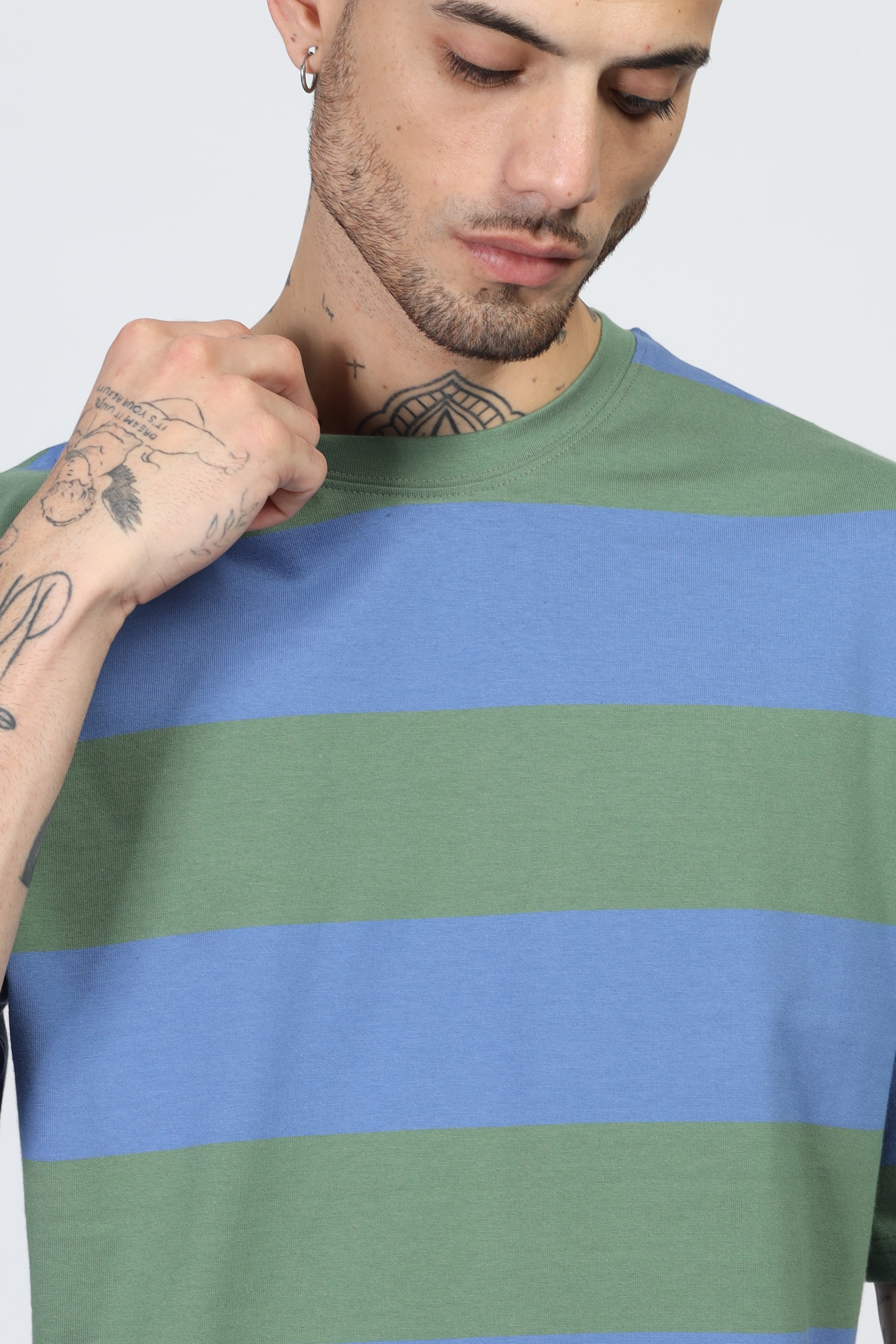 Green Blue Oversized Color Block T-Shirt