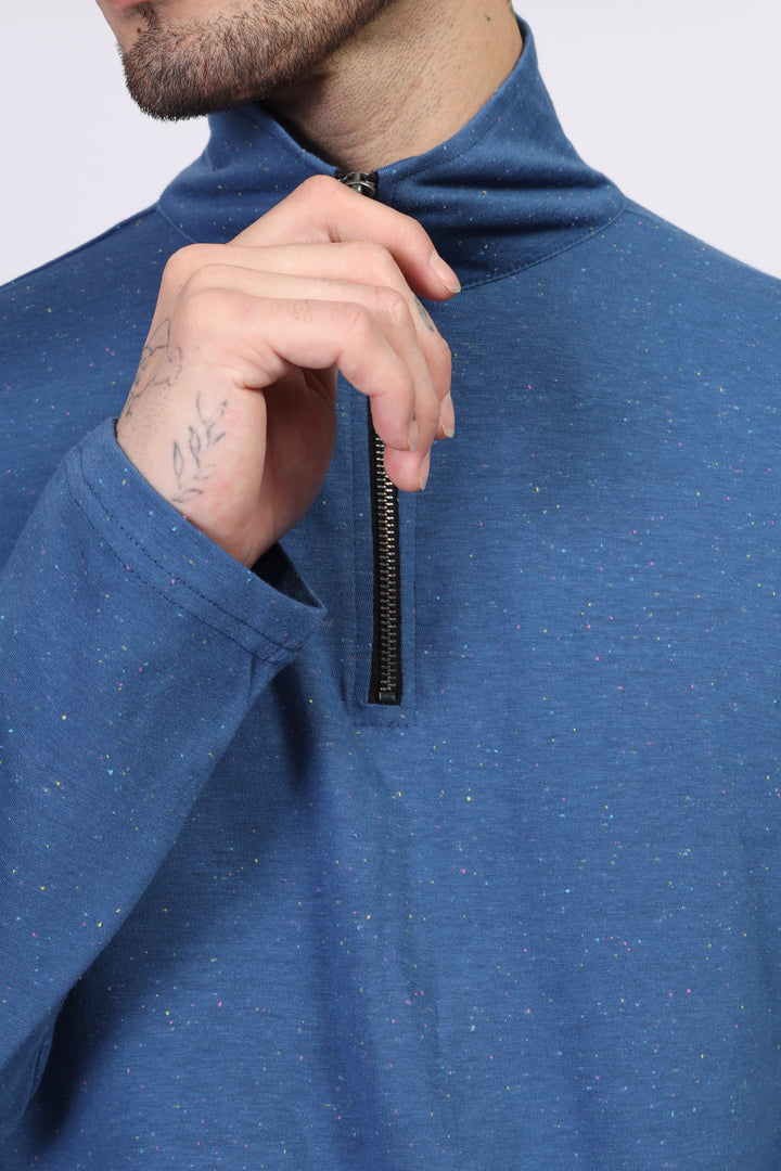 Blue Self Design Textured T-Shirt
