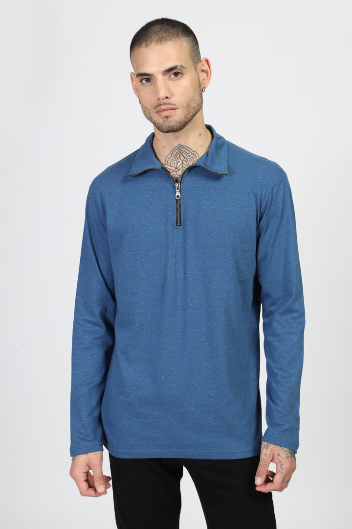 Blue Self Design Textured T-Shirt