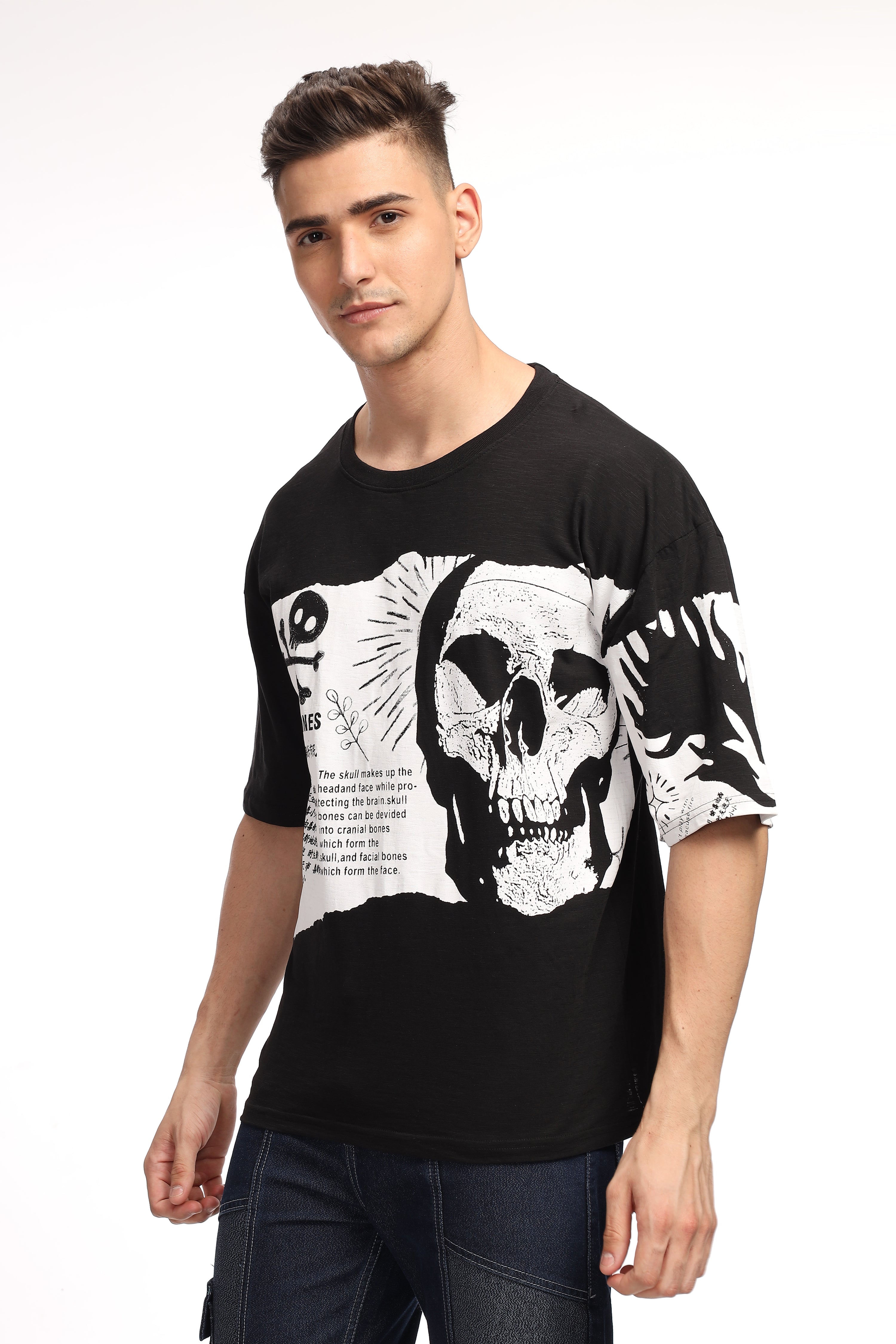 Black White Oversized Graphic Print T-Shirt