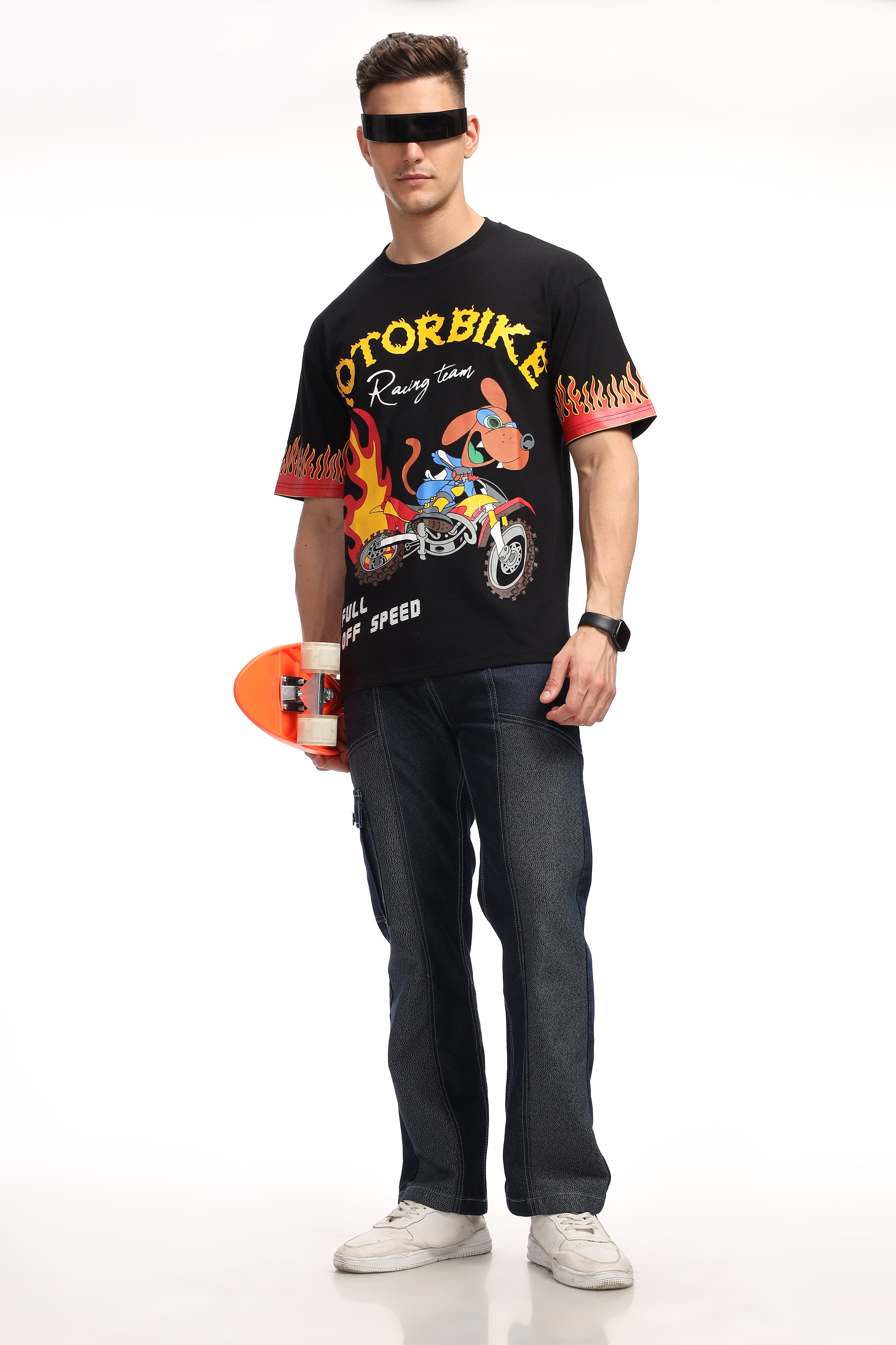 Motorbike Oversized Sustainable Fabric Printed T-Shirt