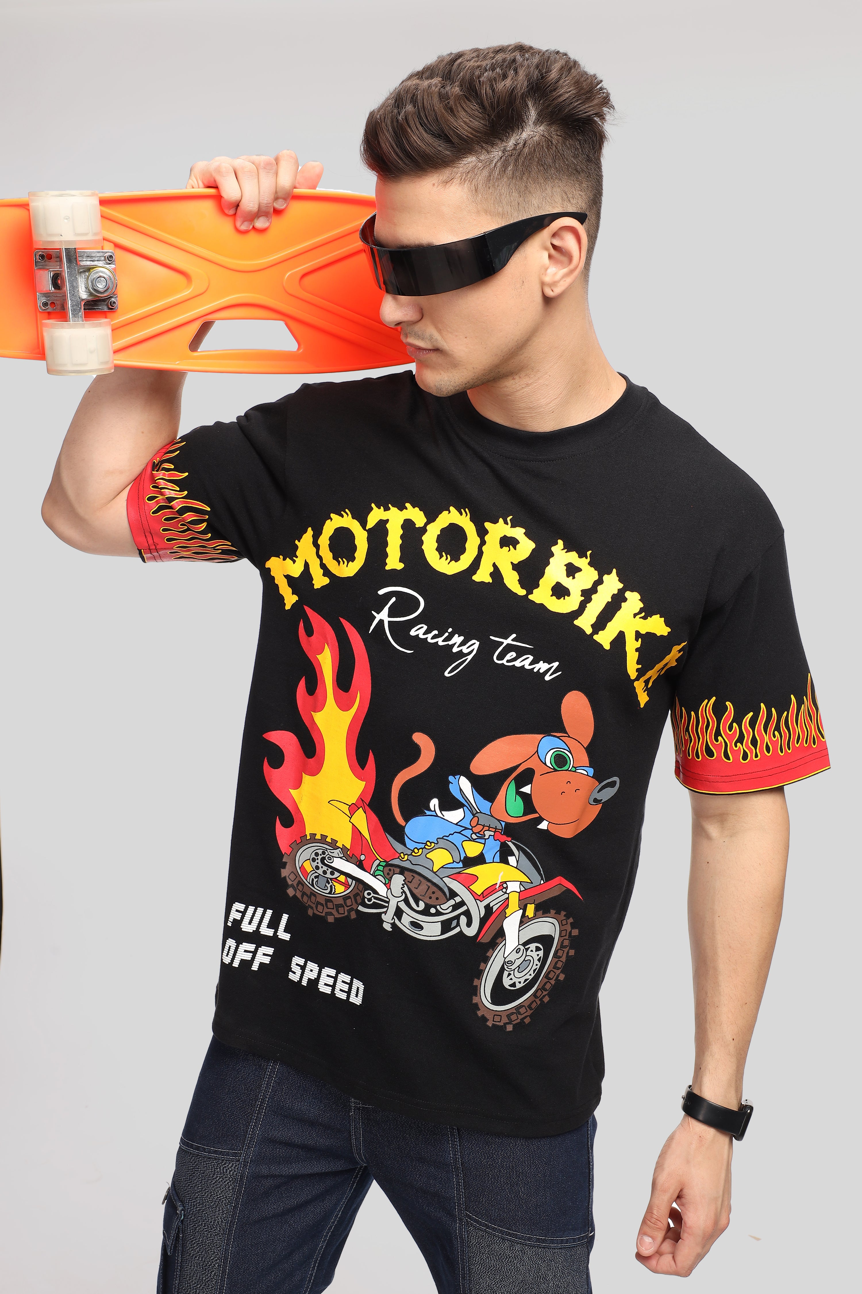 Motorbike Oversized Sustainable Fabric Printed T-Shirt