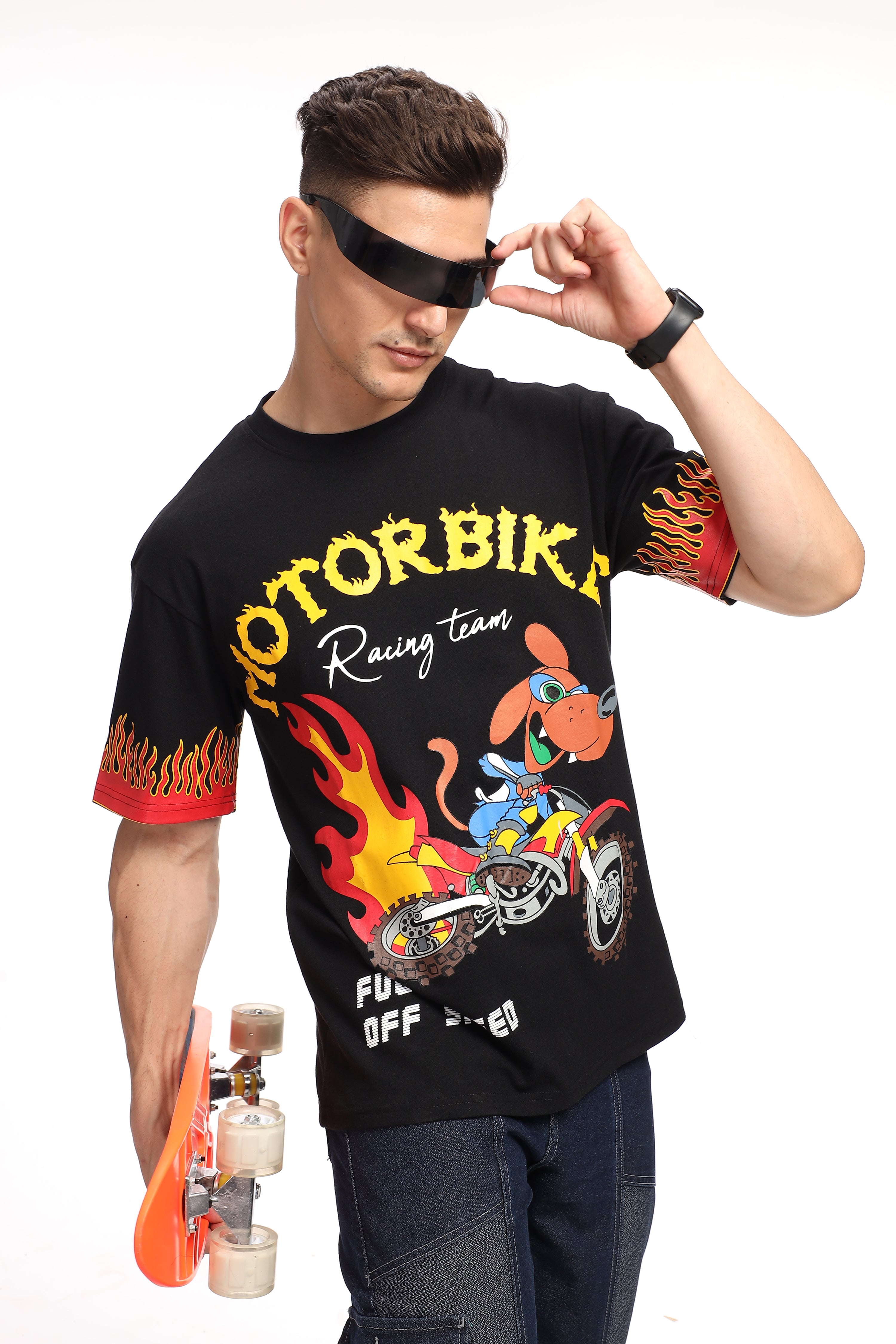 Motorbike Oversized Sustainable Fabric Printed T-Shirt