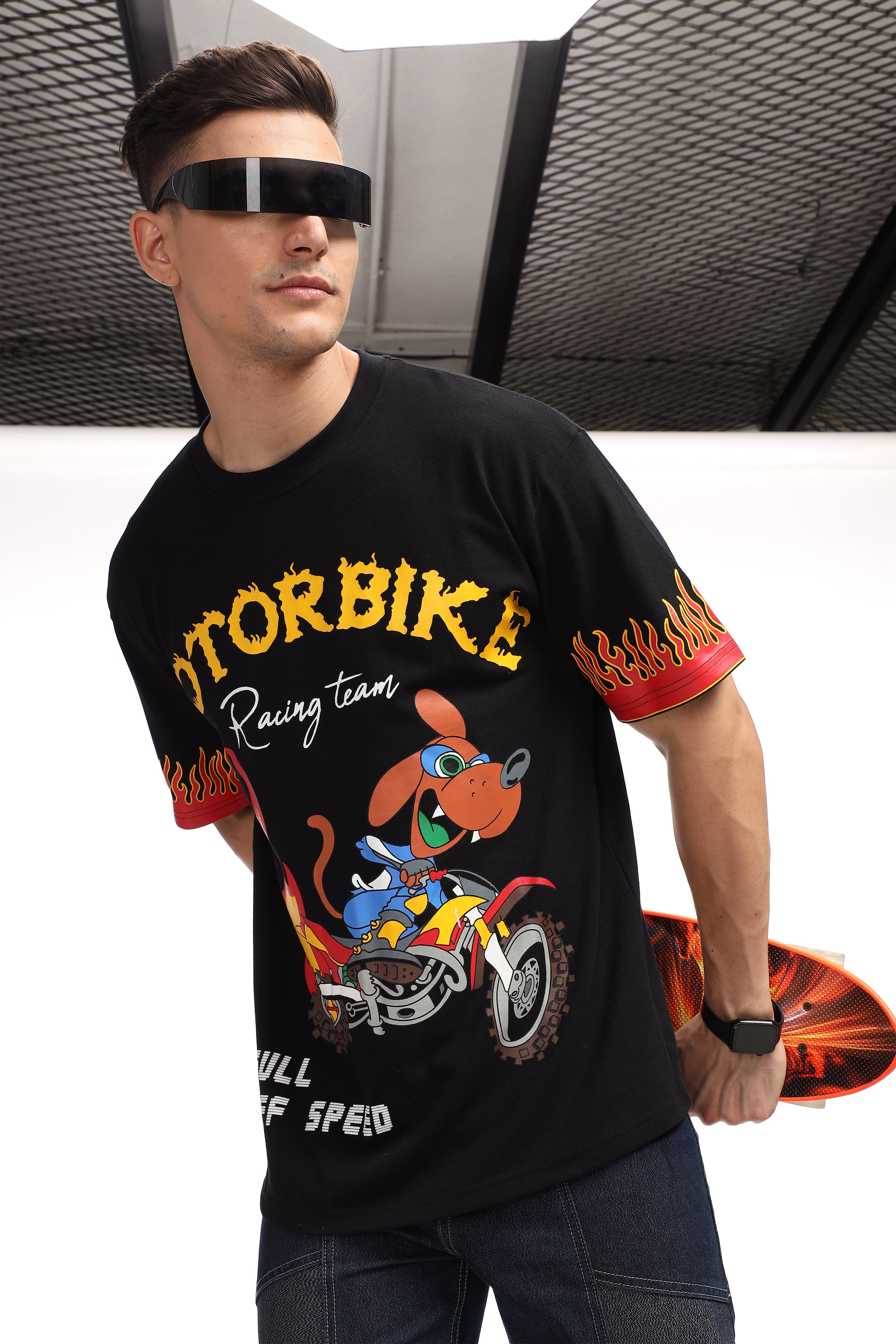 Motorbike Oversized Sustainable Fabric Printed T-Shirt