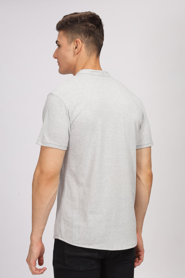 Grey Melange Knitted Shirt