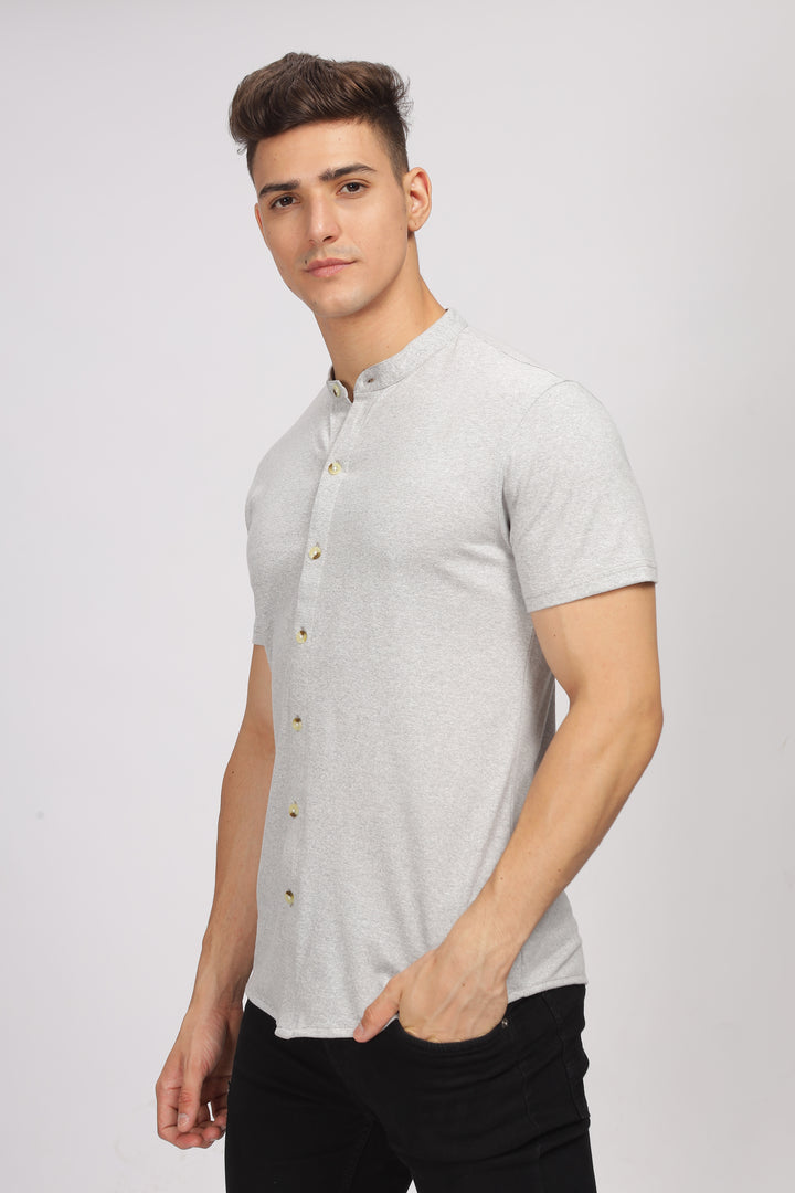 Grey Melange Knitted Shirt