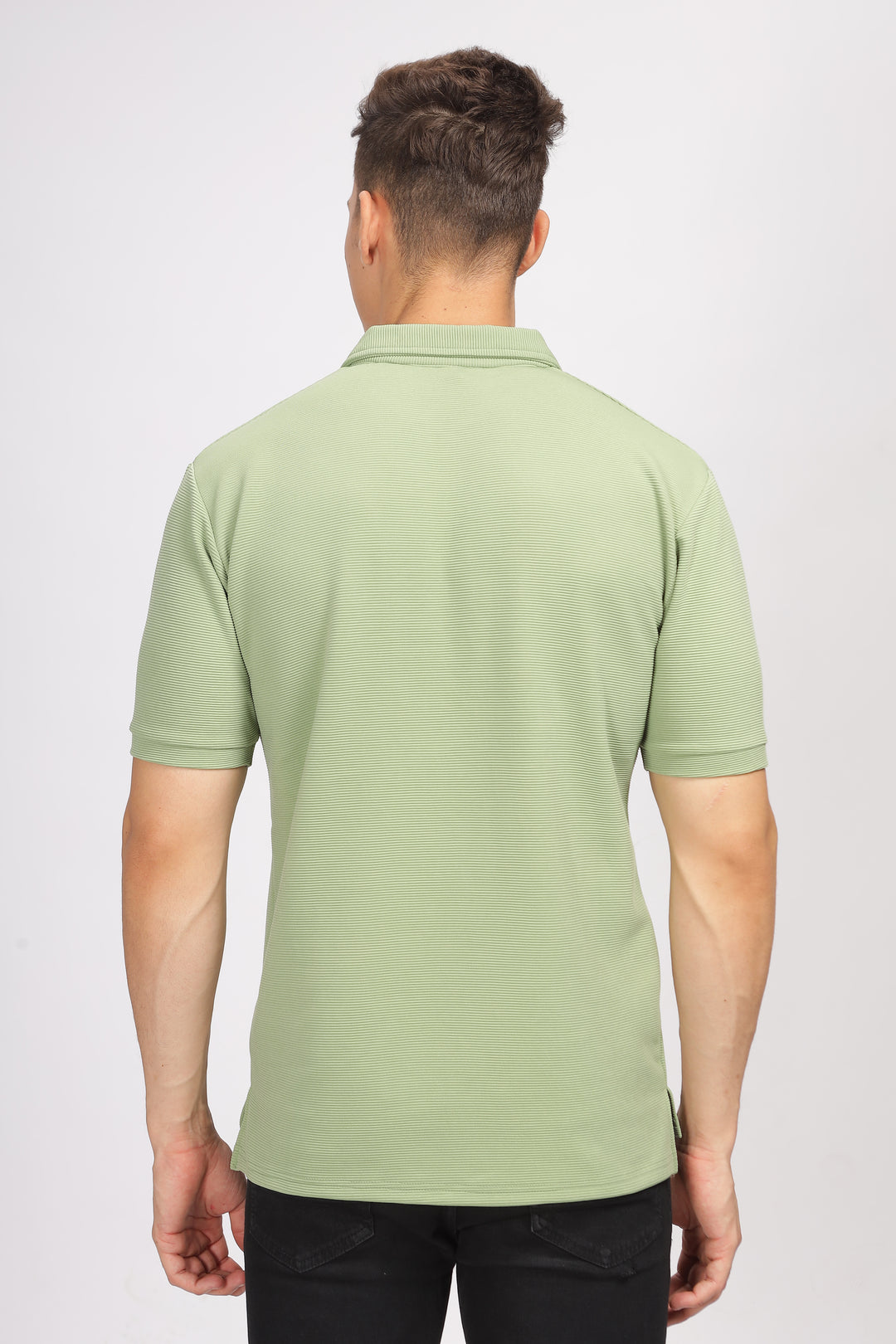 Green Textured Polo T-Shirt