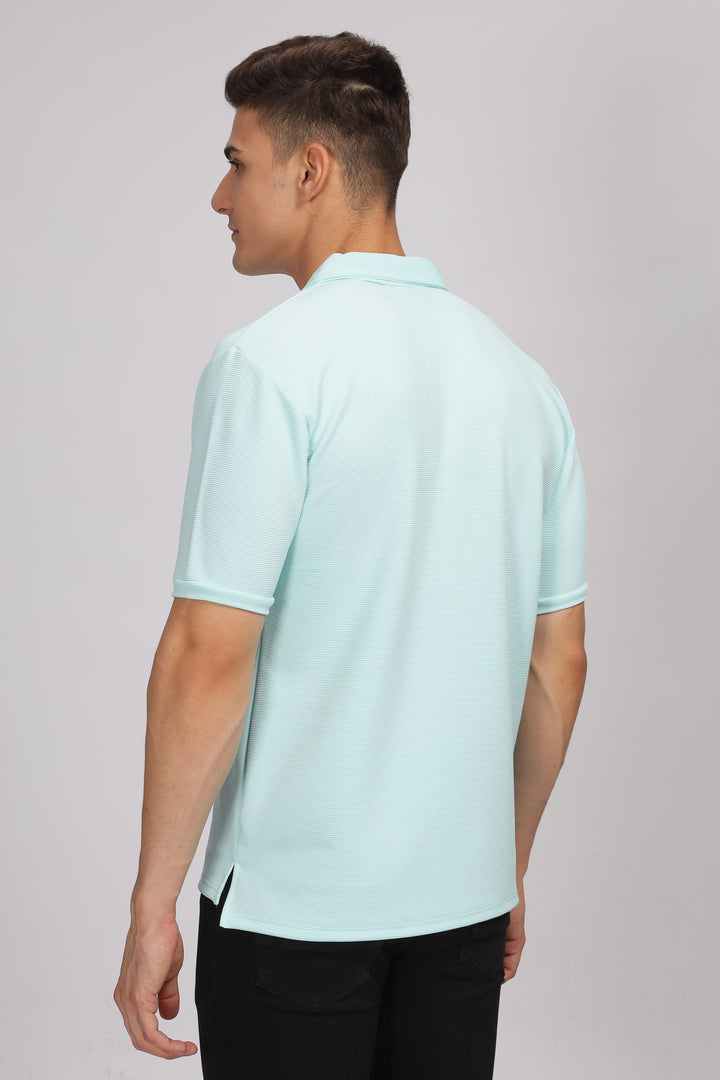 Light Blue Textured Polo T-Shirt