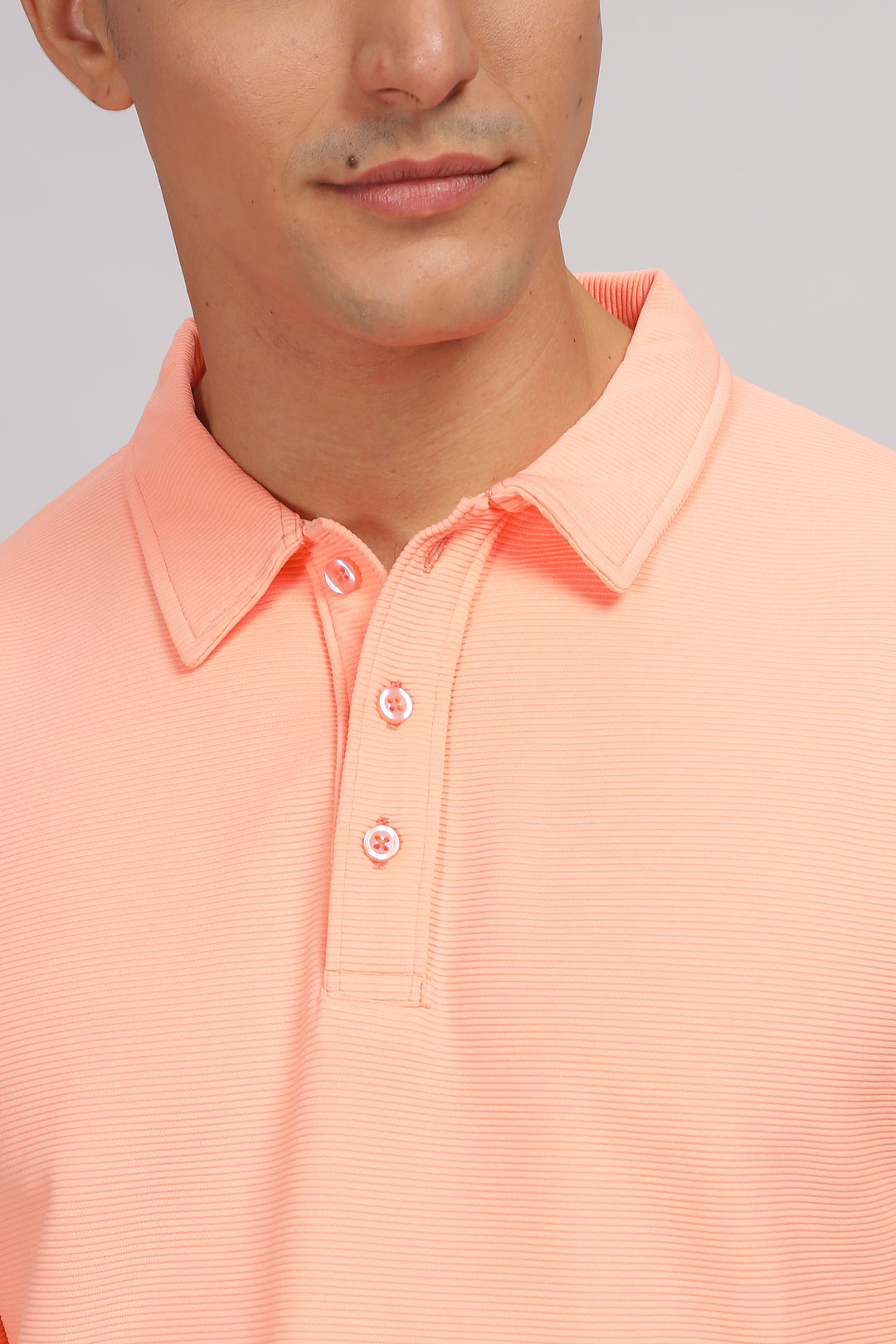 Coral Textured Polo T-Shirt