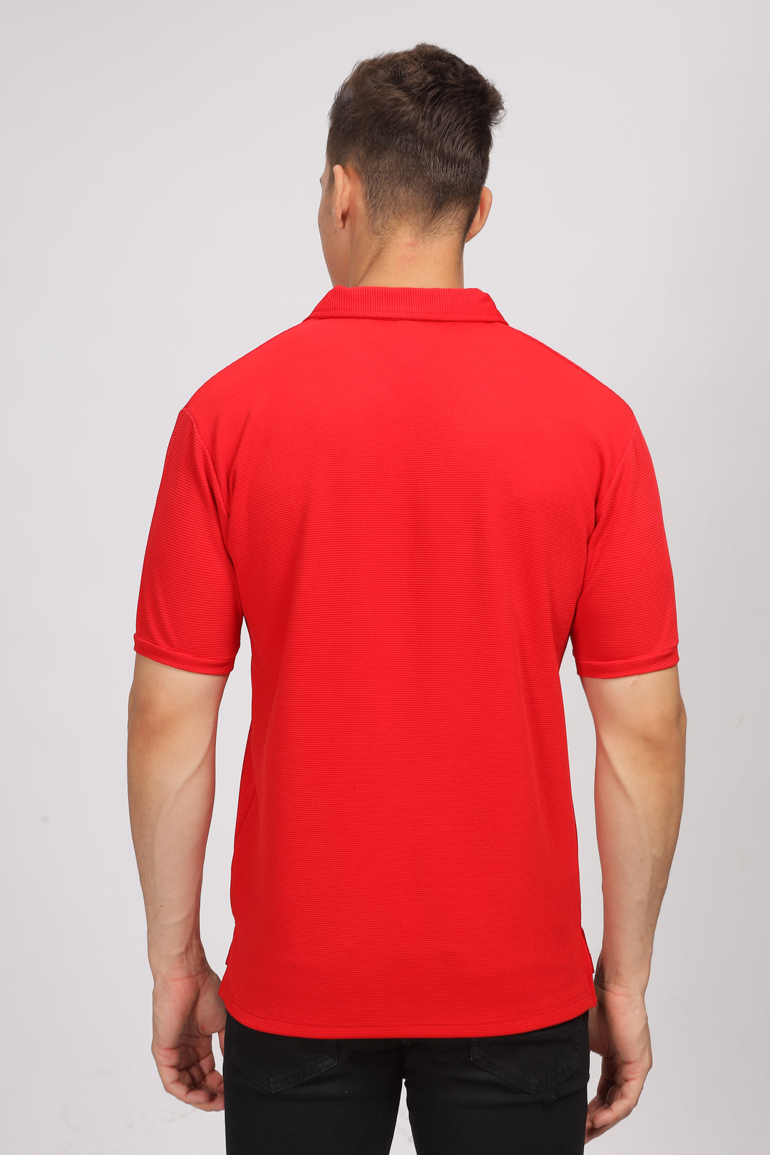 Red Textured Polo T-Shirt