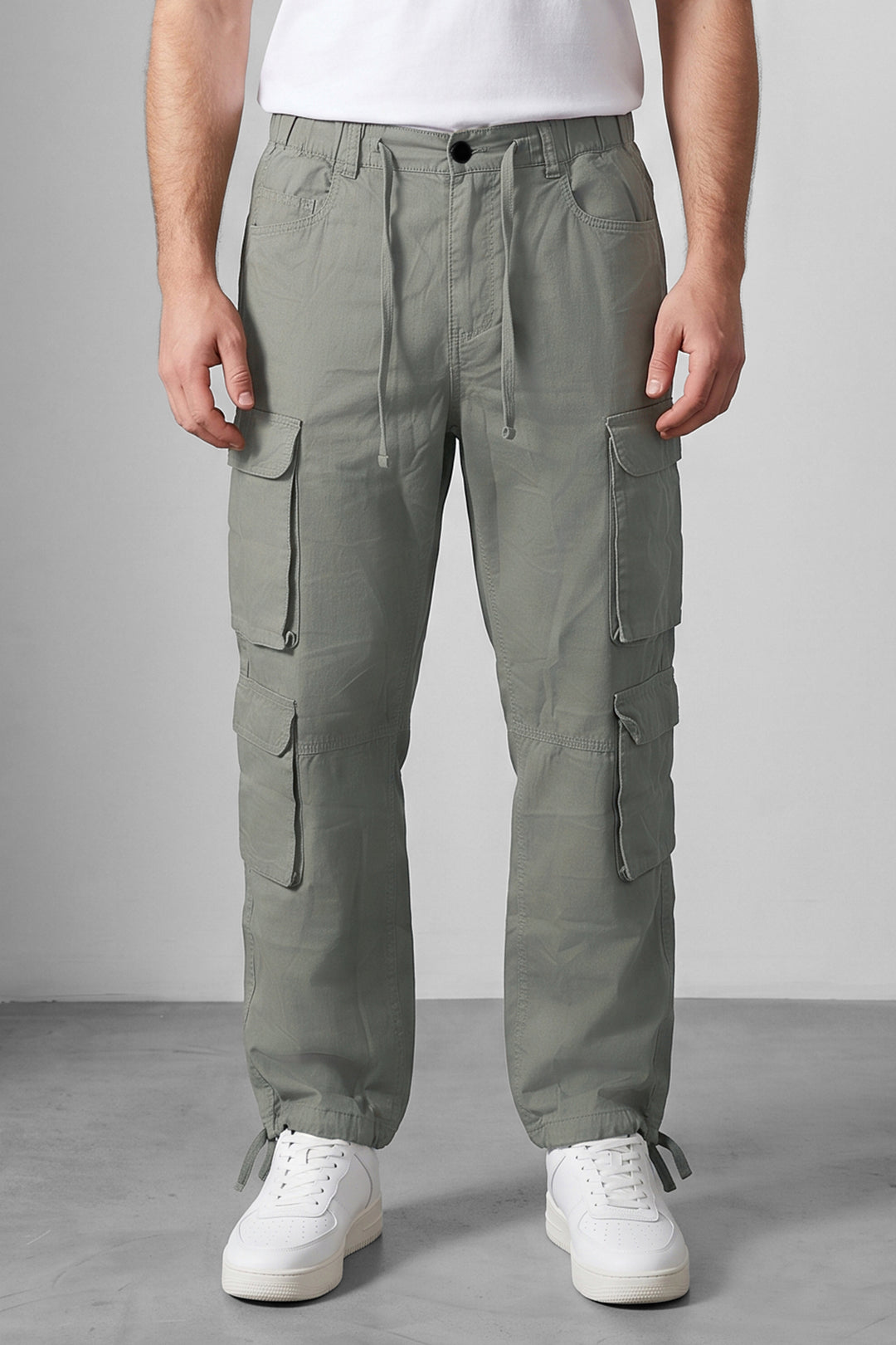Light Green Multi Mens 8 Pocket Cargo Pants
