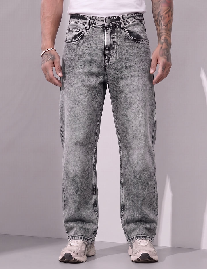 Grey Color Regular Fit Denim Pant