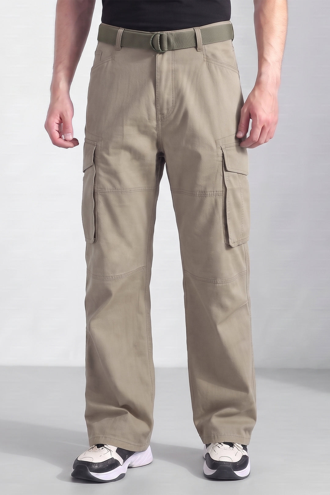Cream Cotton 6 Pocket Cargo Pant