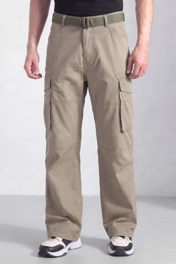 Cream Cotton 6 Pocket Cargo Pant