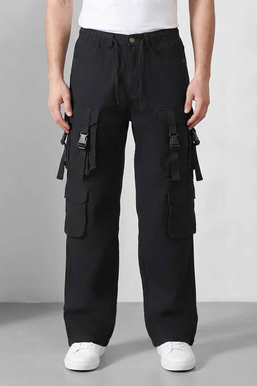 Black Multi Mens 8 Pocket Cargo Pants