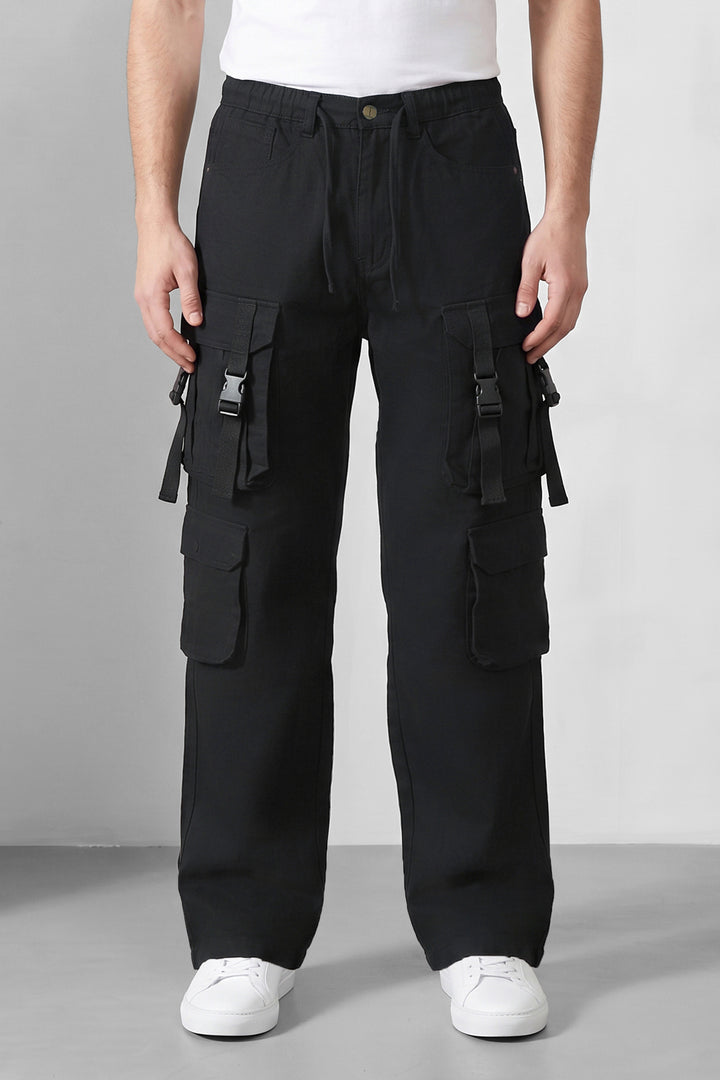 Black Multi Mens 8 Pocket Cargo Pants
