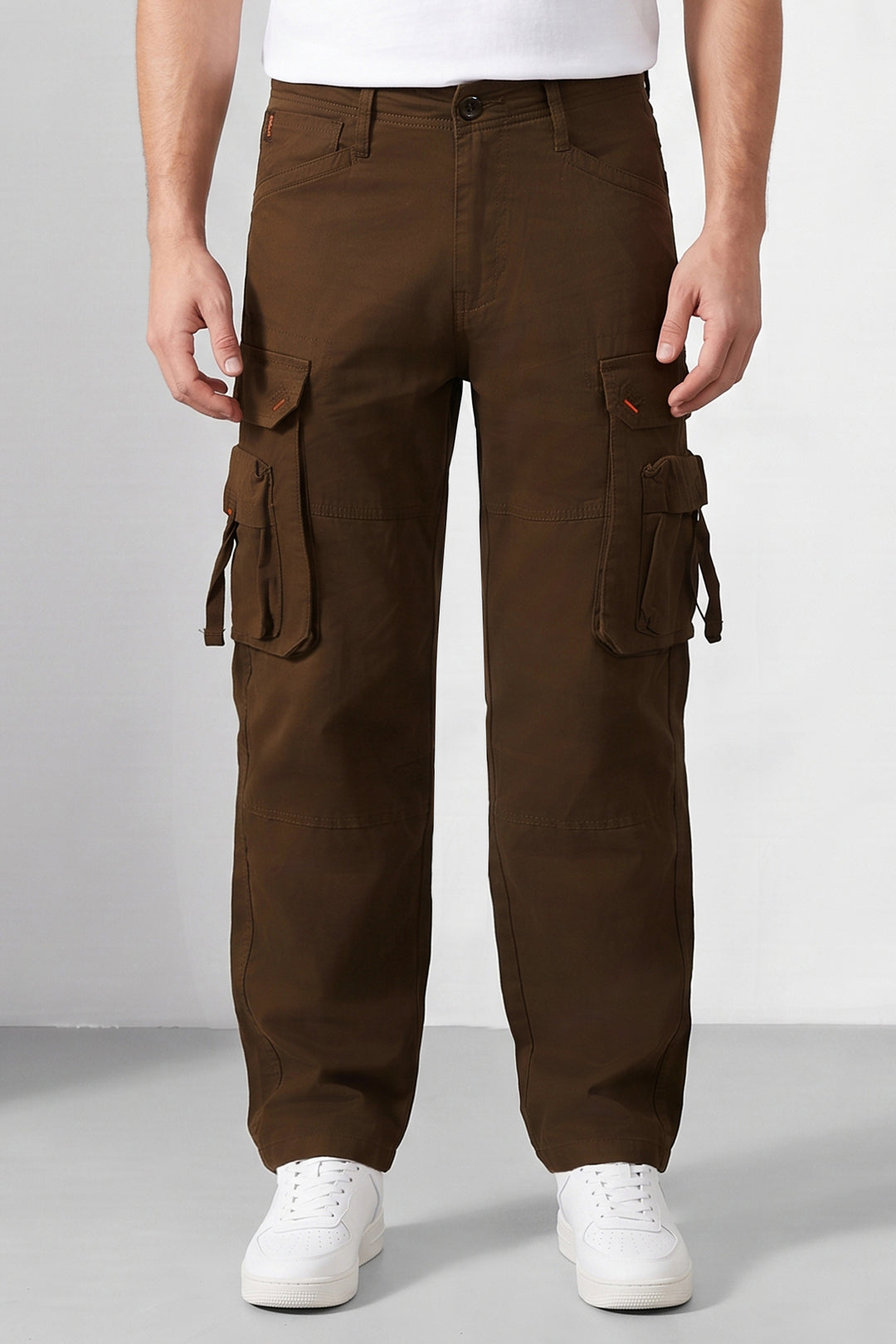 Brown 6 Pocket Tactical Cargo Pants Comfortable Casual Trousers