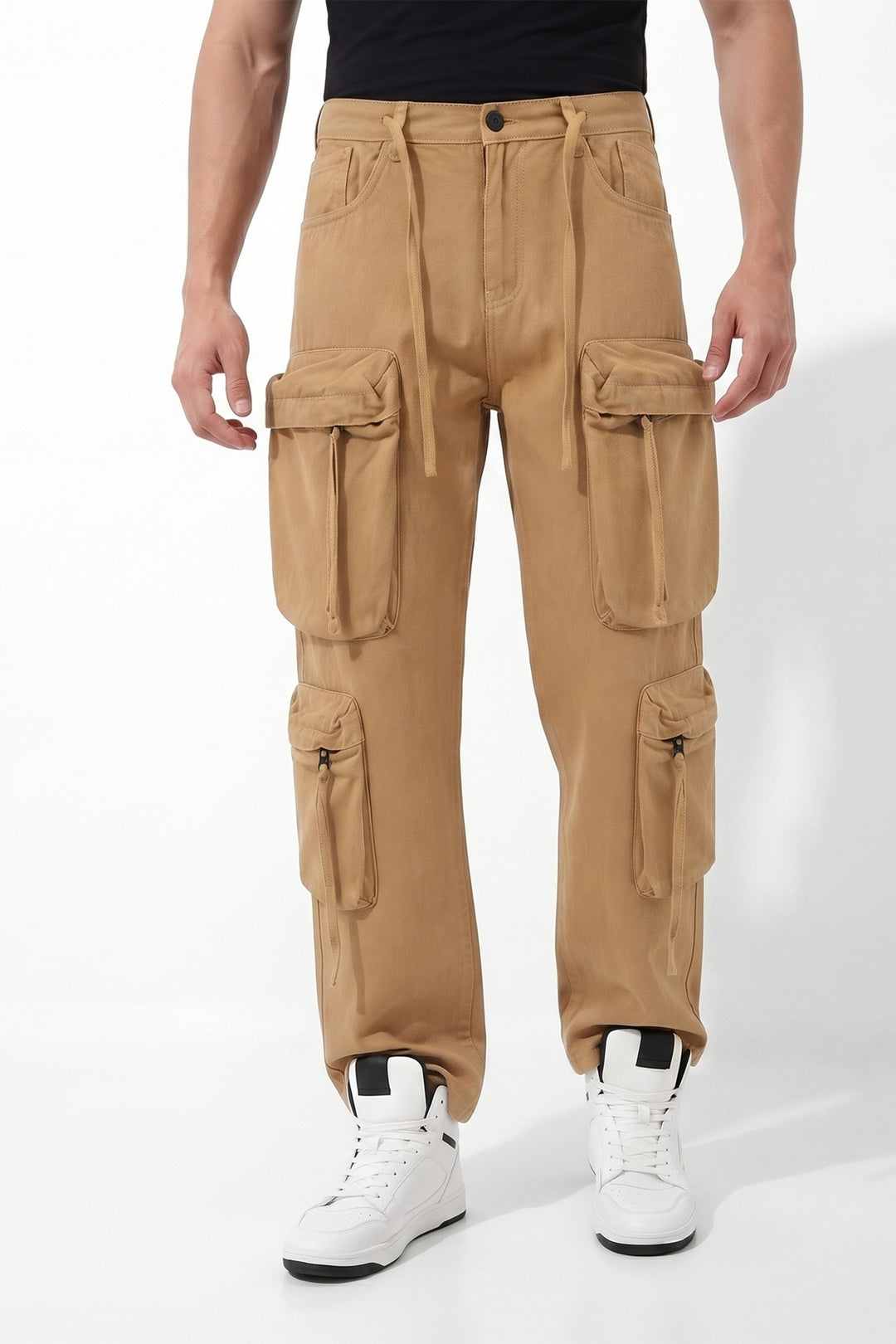 Gritstones Men's Gold Utility 10 Pocket Cargo Pants