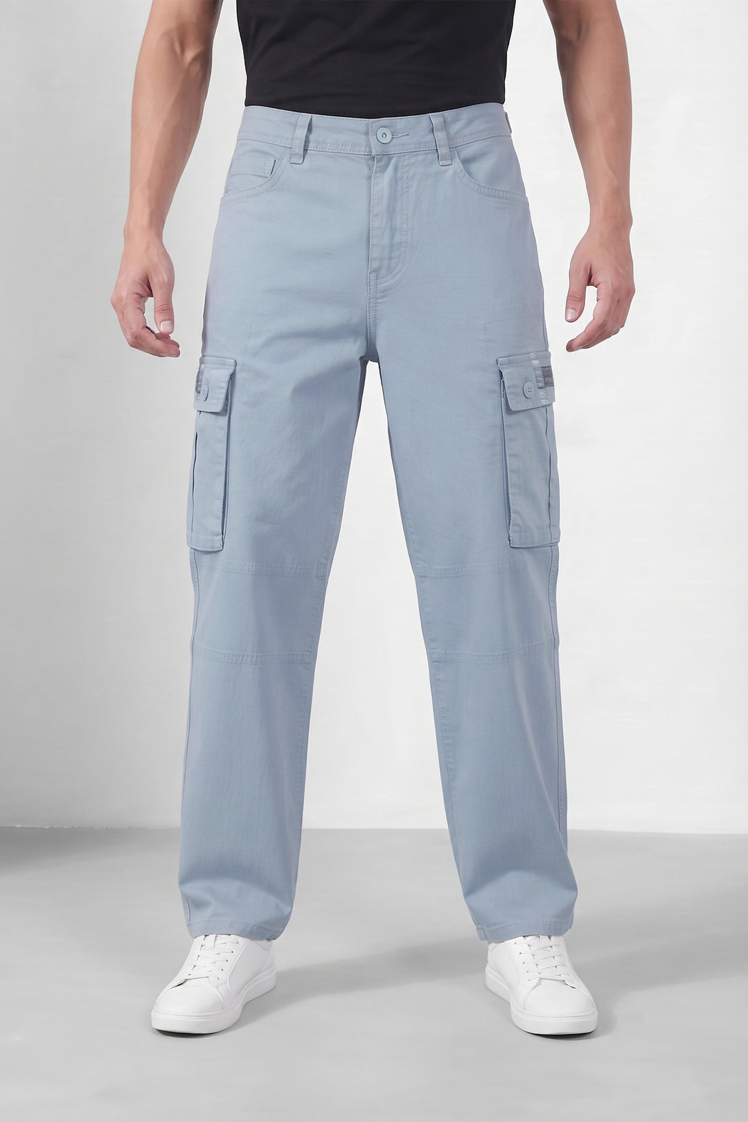 Light Grey Mens 6 Pocket Cargo Pants