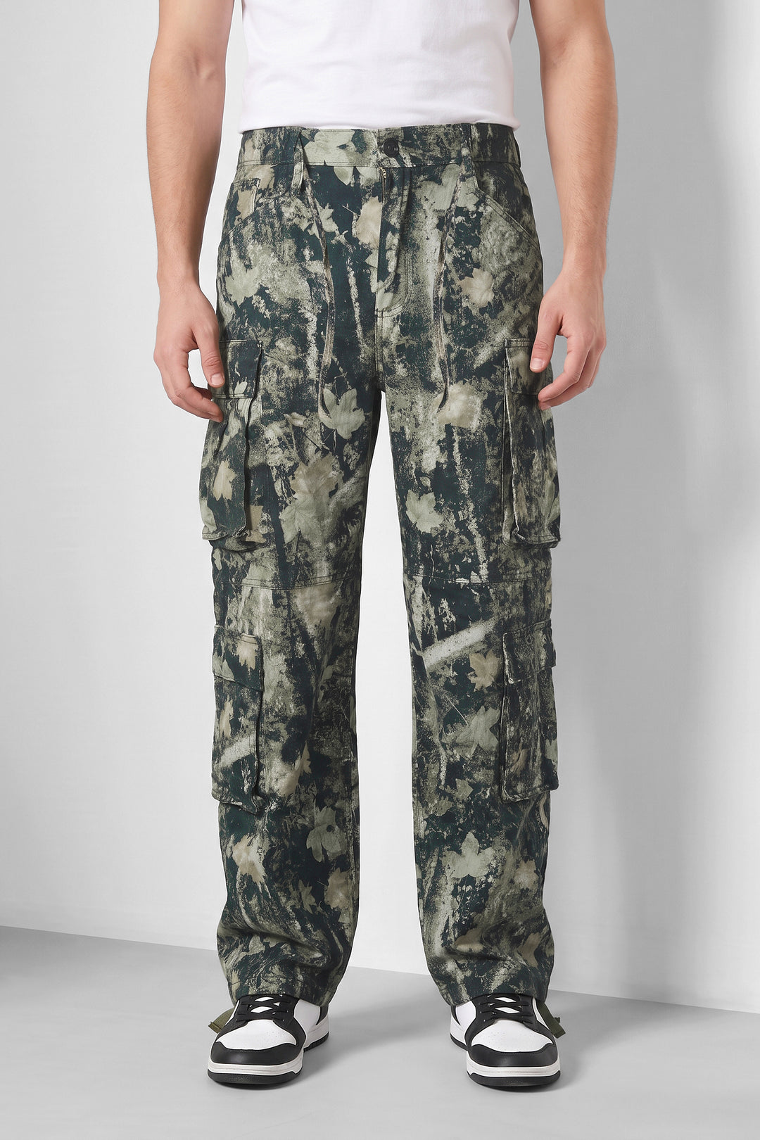 Green & Beige Camouflage 8-Pocket Cargo Trousers