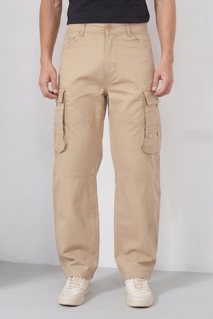 Cream Mens 6 Pocket Cargo Pants