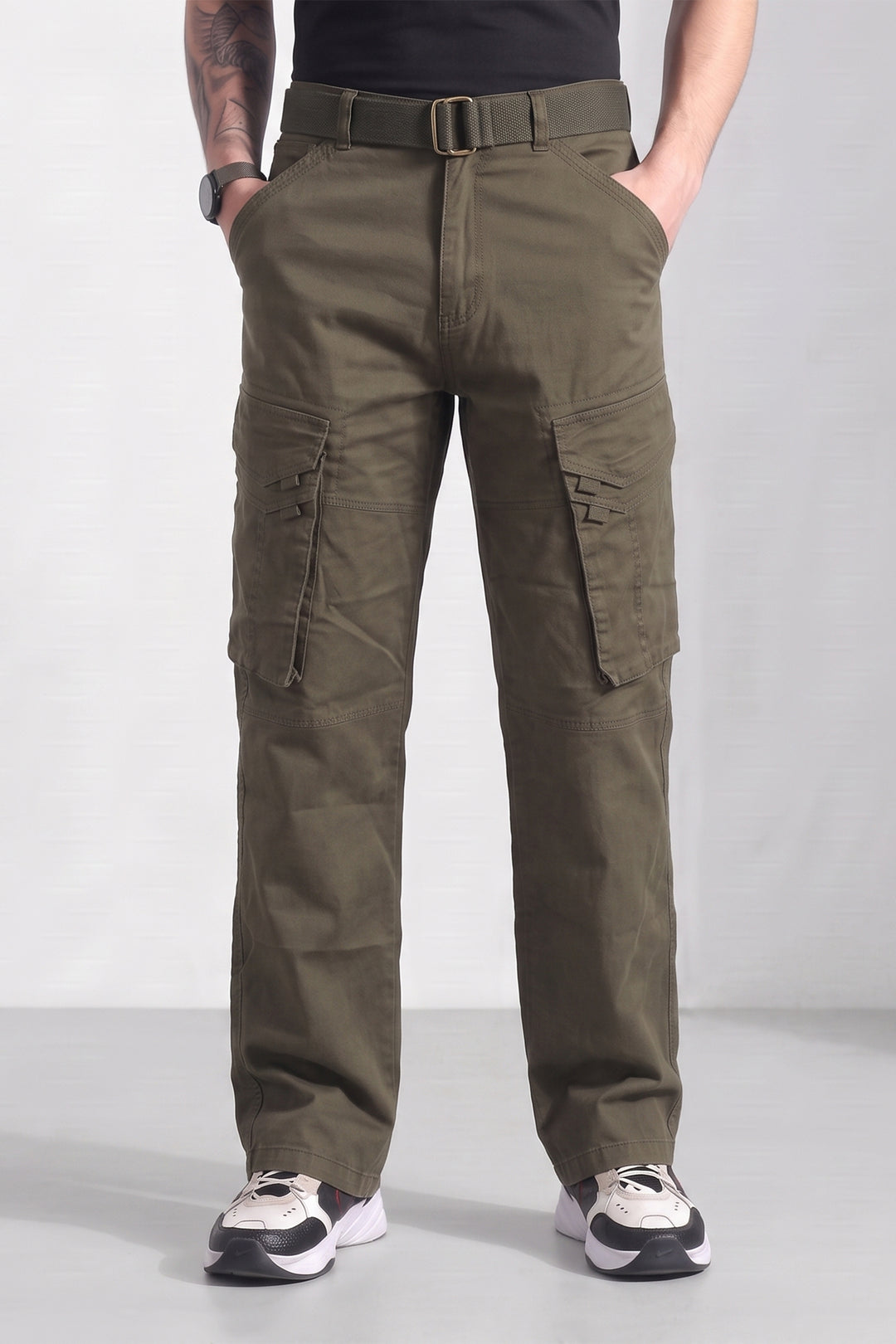 Dark Brown Cotton 6 Pocket Cargo Pant