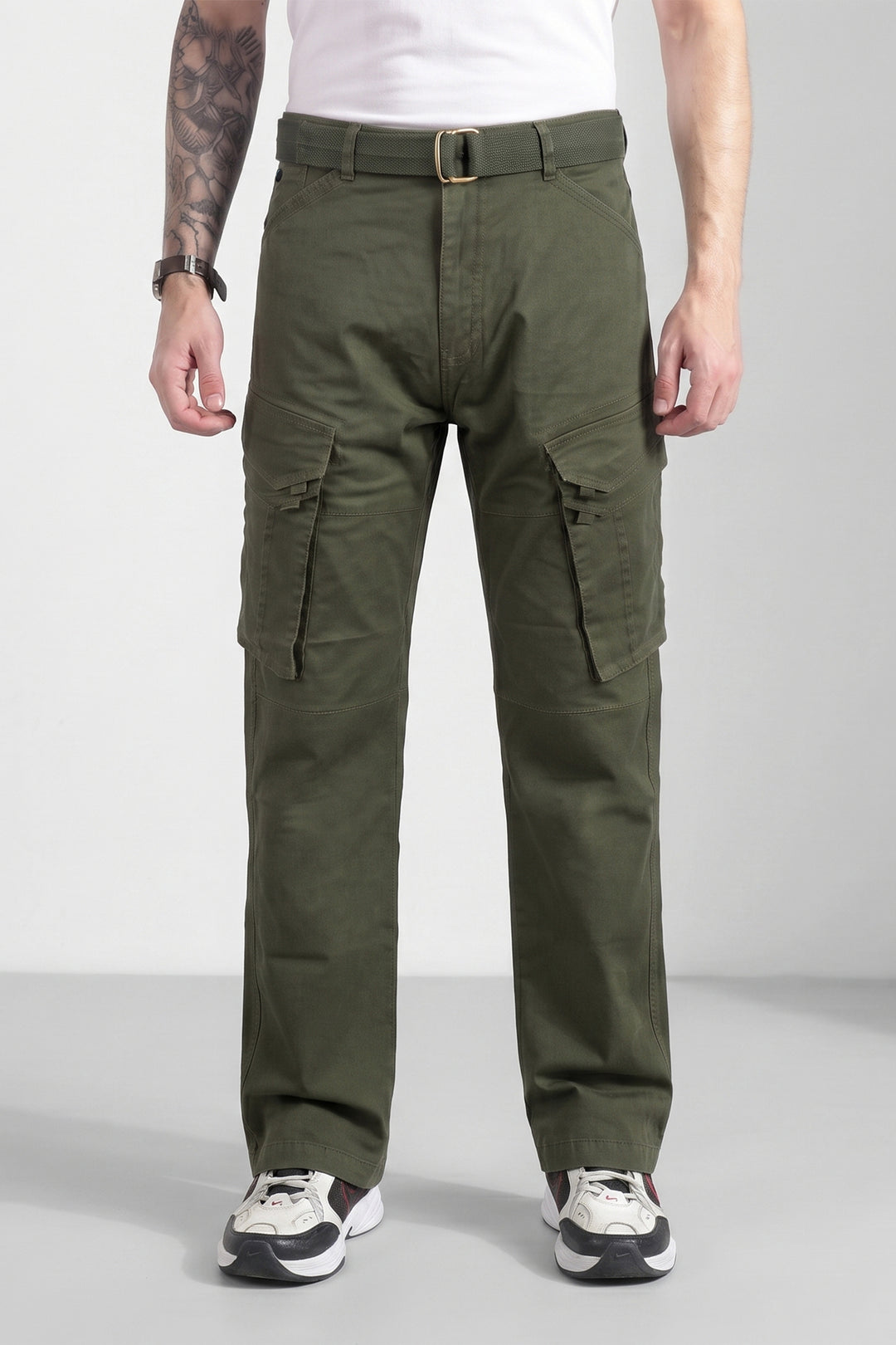 Dark Green Cotton 6 Pocket Cargo Pant