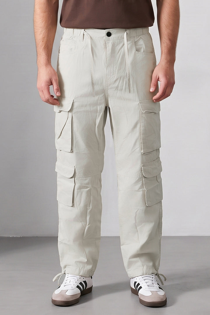Light Grey Multi Mens 8 Pocket Cargo Pants