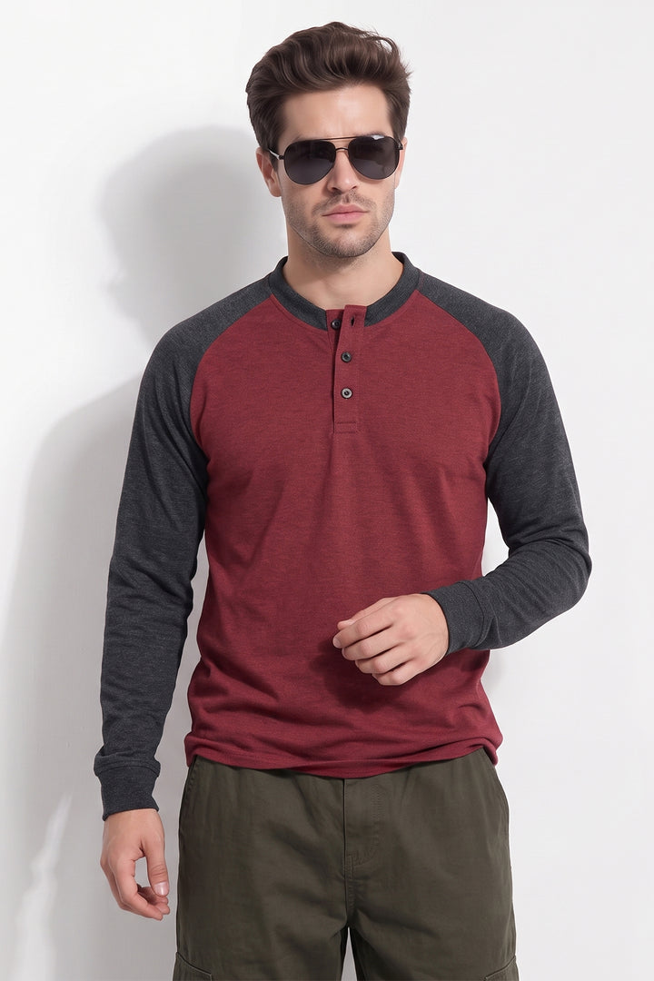 Raglan ColorBlocked Henley T-Shirt