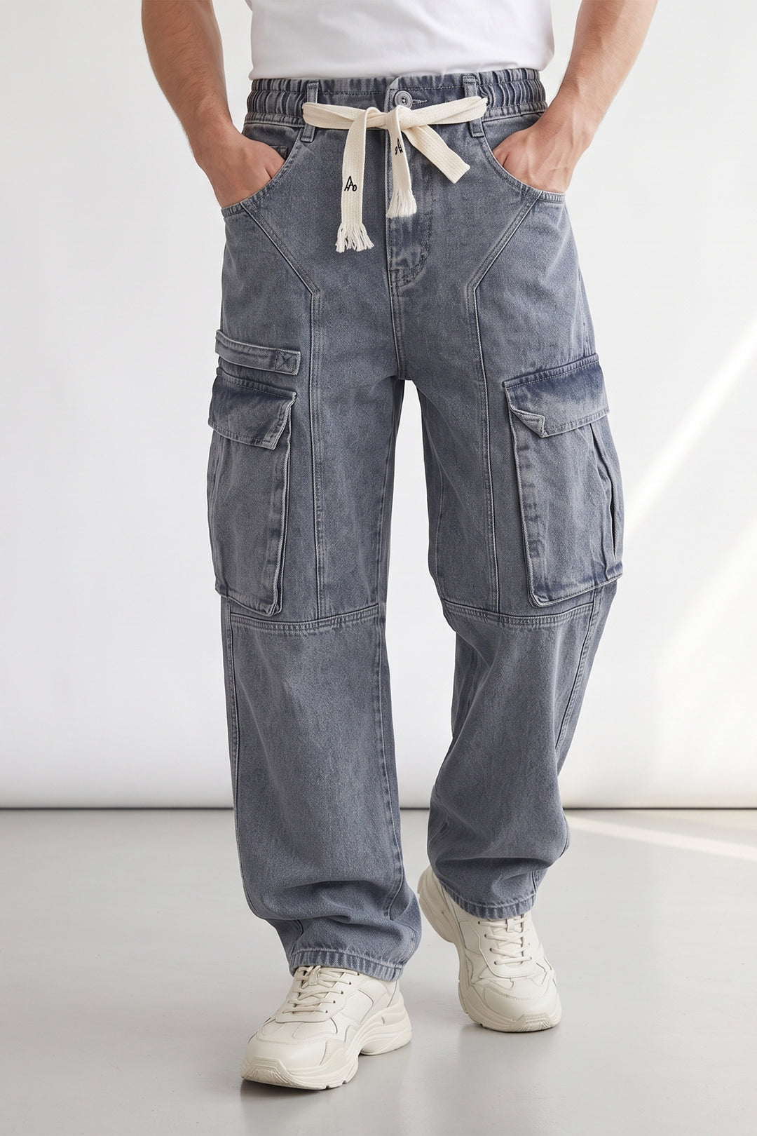 Blue Utility 6 Pocket Cargo Pants