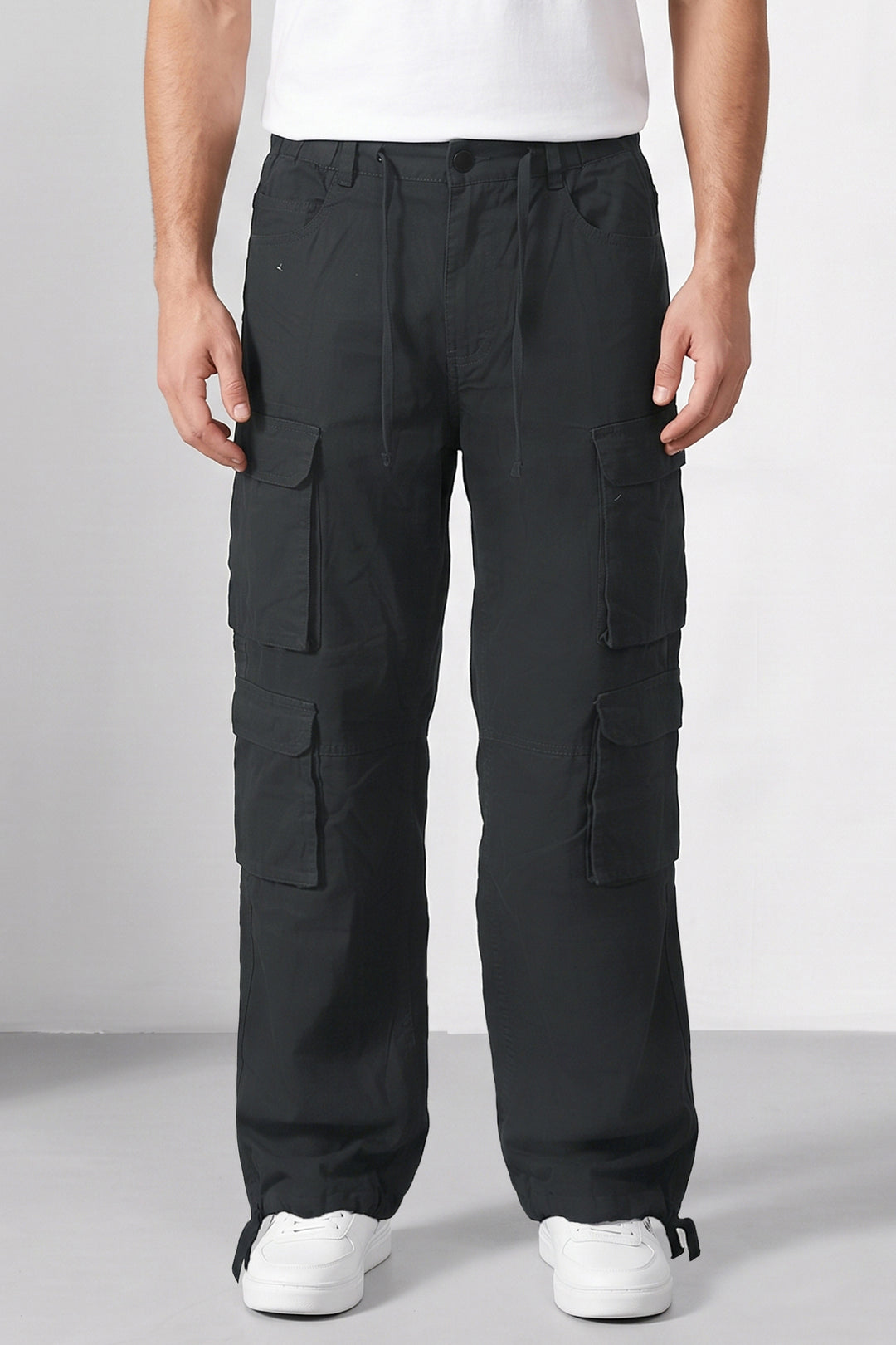 Black Multi Mens 8 Pocket Cargo Pants