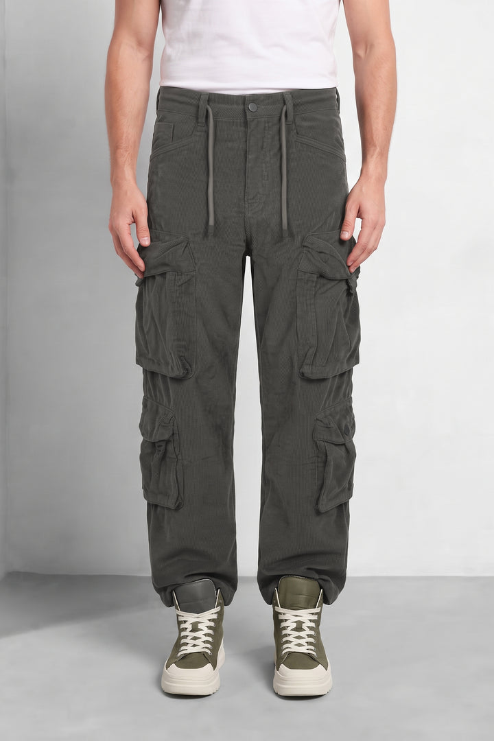 S Grey Men 8 Multi Pocket Cotton Codrouy Cargos