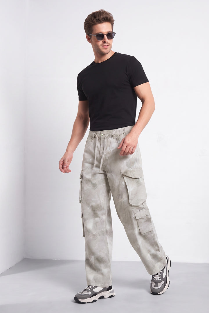 Light Grey Men’s 8 Pocket Cargo Pants | Multi-Pocket Utility Trousers | Regular Fit Casual Cargo Pants